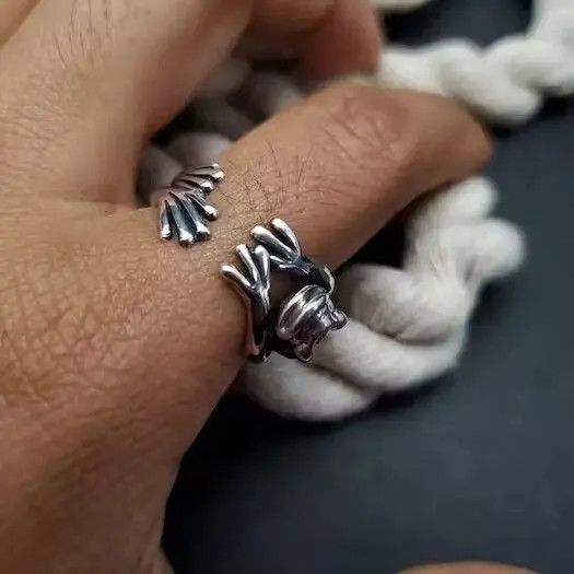 Jewelry × Vintage Frog Ring Wavy Hippie Peace Jewelry Love Animals Size ONE SIZE - 4 Thumbnail