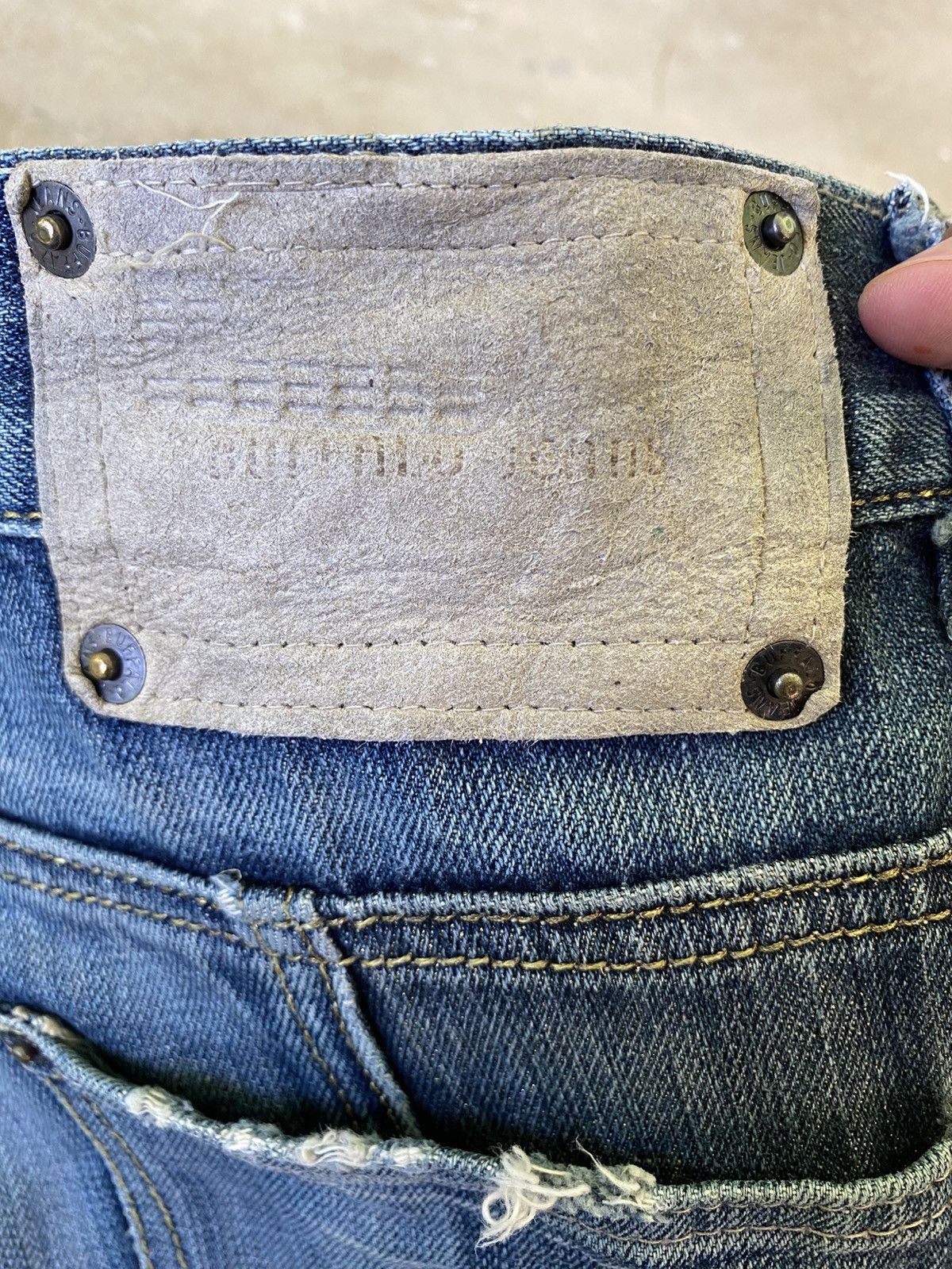 Japanese Brand Buffalo Distressed Flared Denim Jeans Y2K Size US 31 - 14 Thumbnail