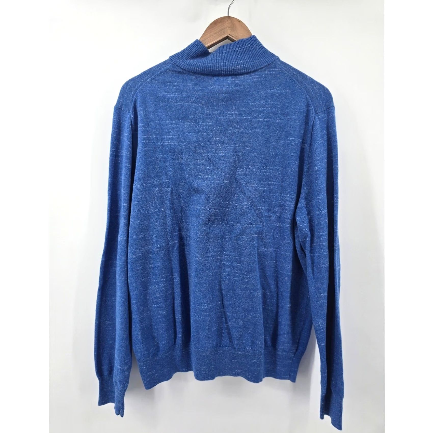 J.Crew J.Crew Sweater Mens L Blue 1/4 Zip Pullover 100% Cotton Marled Mock Neck Pullover Size US L / EU 52-54 / 3 - 3 Thumbnail