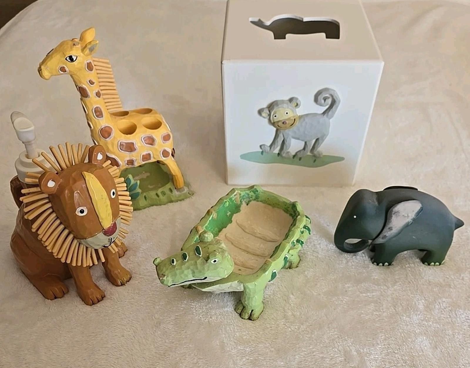 Jeff Hamilton Vtg Jenny Jeff Safari Zoo Bathroom Set, Tissue Box Soap Dish Size ONE SIZE - 1 Thumbnail