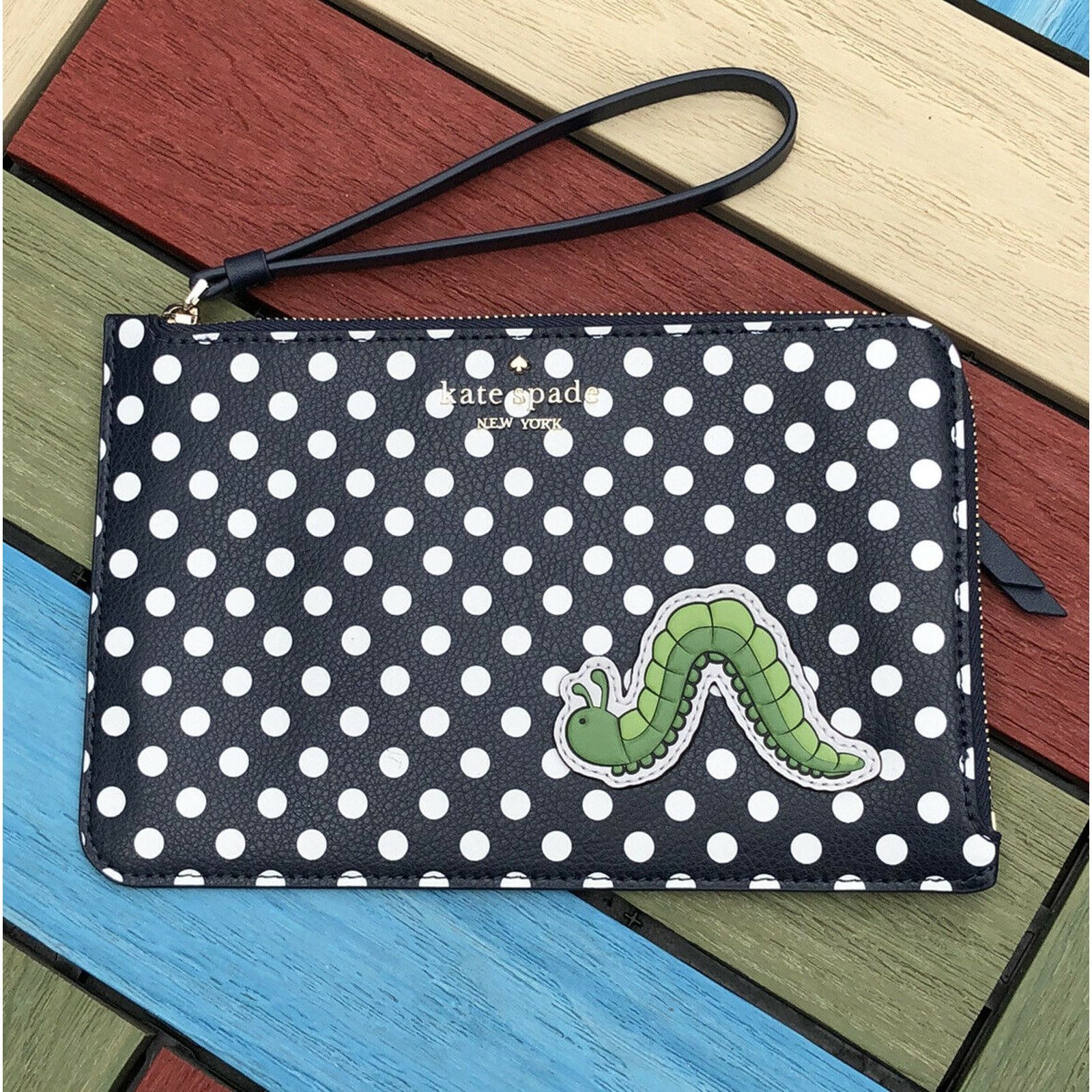 Kate Spade KATE SPADE ENCHANTED FOREST INCHWORM MEDIUM L-ZIP WRISTLET Size ONE SIZE - 1 Thumbnail