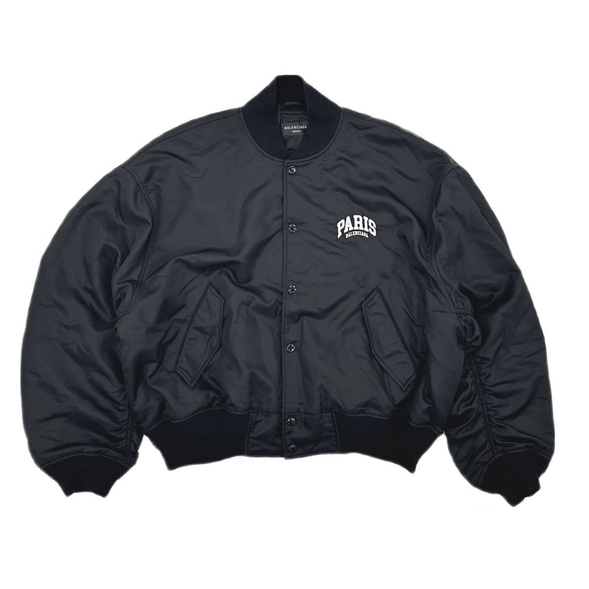 Balenciaga Balenciaga Paris Satin Varsity Jacket Size M / US 6-8 / IT 42-44 - 1 Thumbnail