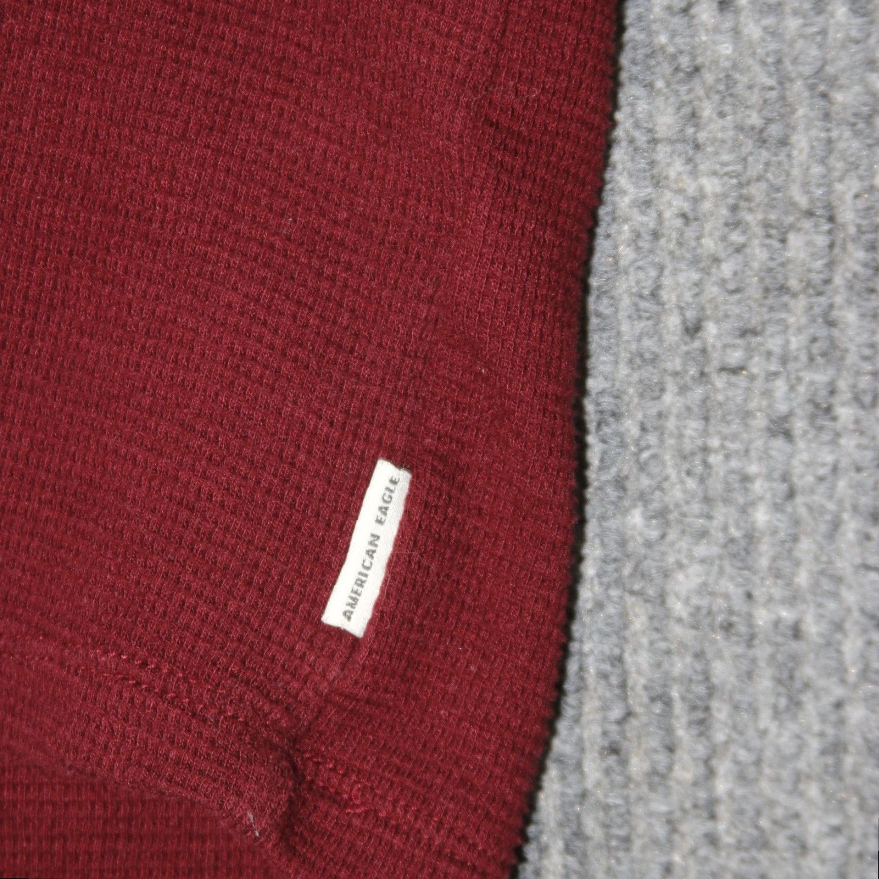 American Eagle Outfitters American Eagle Hoodie Mens XL Burgundy Waffle Knit Thermal Pullover XL Size US XL / EU 56 / 4 - 2 Thumbnail