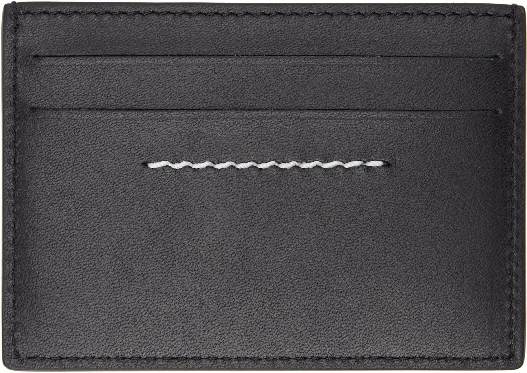 MM6 × Maison Margiela MM6 Maison Margiela Black Leather Card Holder Size ONE SIZE - 2 Thumbnail