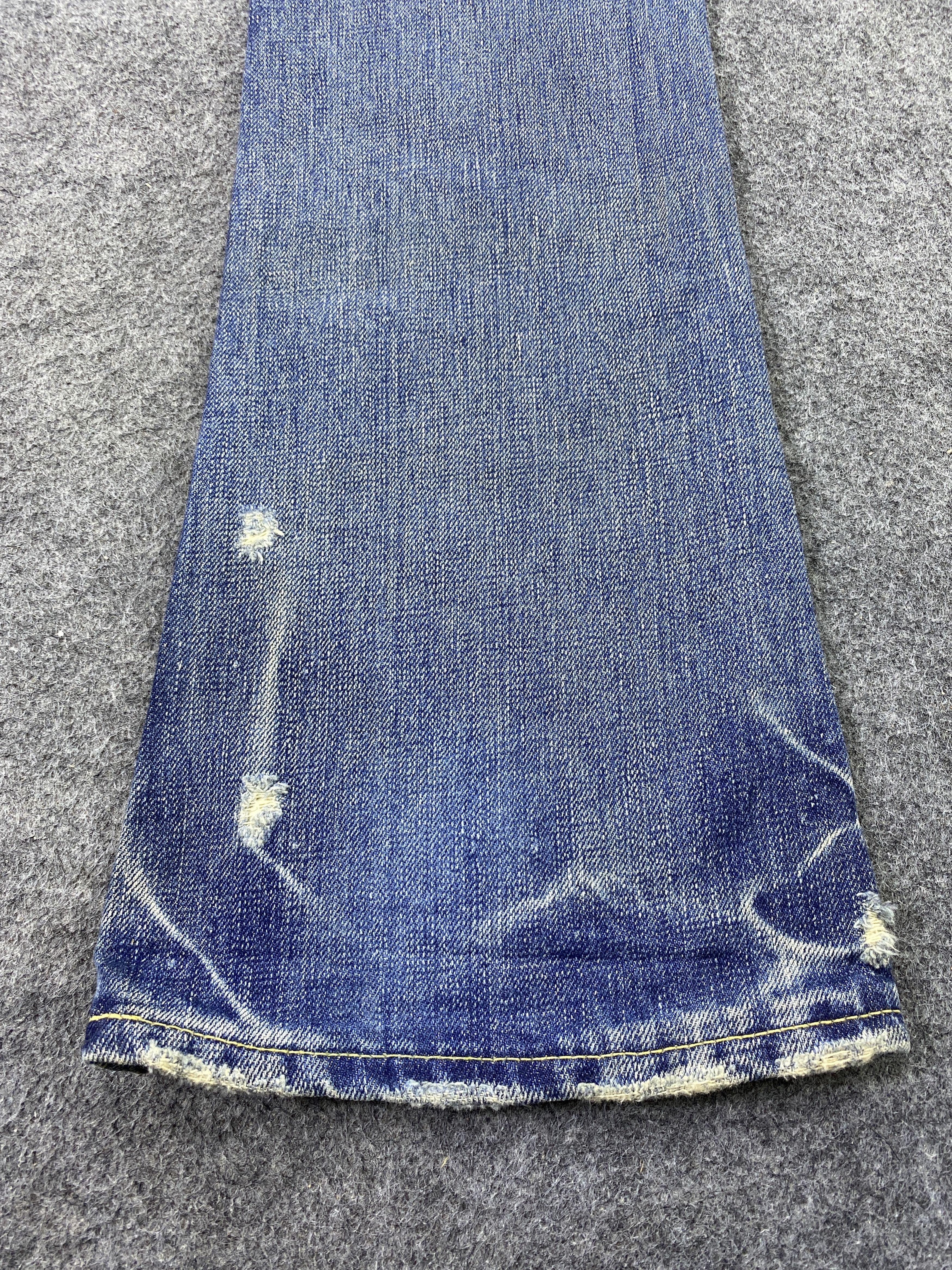 Japanese Brand Moussy Distressed Flare Blue Wash Jeans- J1106 Size 27" / US 4 / IT 40 - 11 Thumbnail