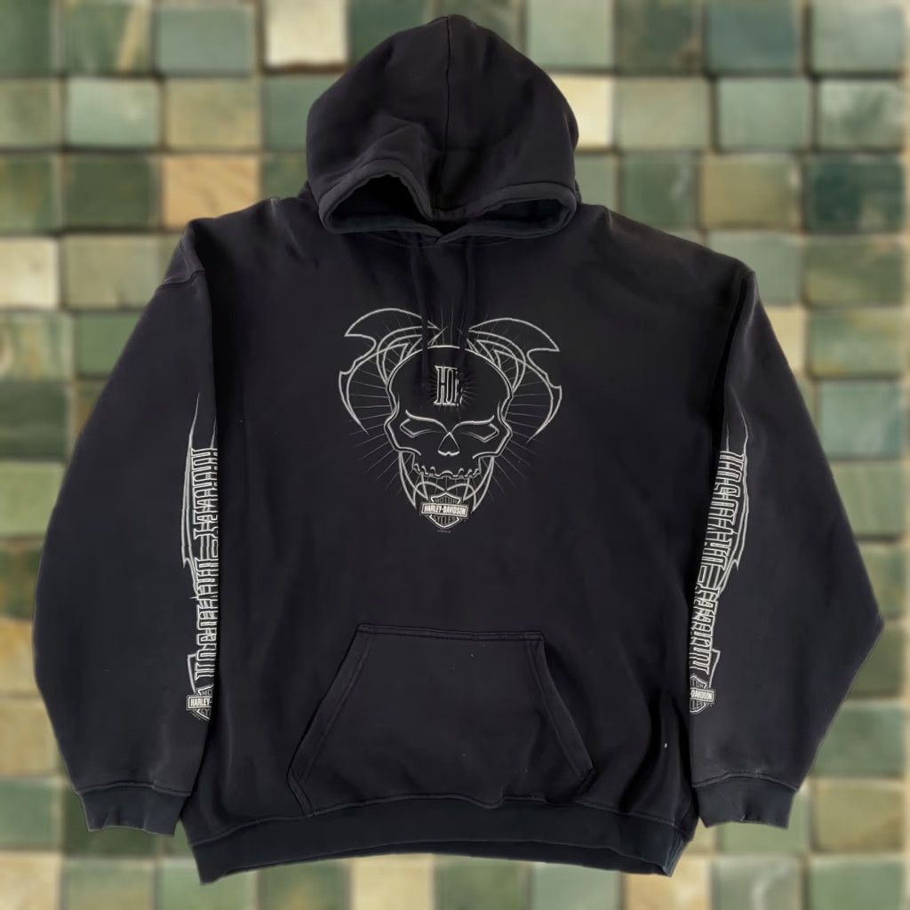 Harley Davidson Harley-Davidson VTG Y2K Hoodie Skull Kansas City Black Holoubek Mens 3XL Size US XXL / EU 58 / 5 - 1 Thumbnail