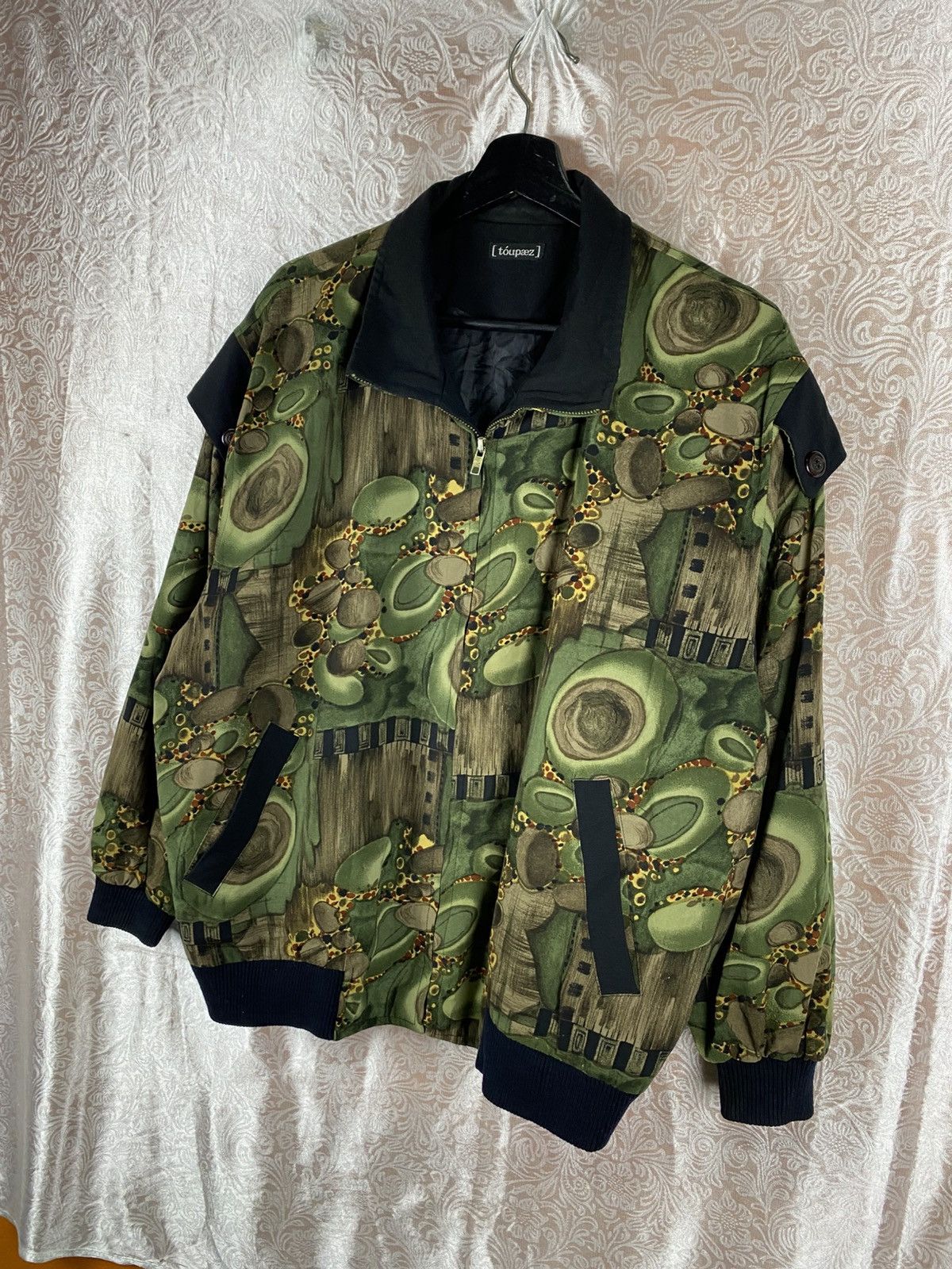 Vintage Toupez Vintage Abstract Pattern Jacket Green Artistic Print Size US L / EU 52-54 / 3 - 4 Thumbnail