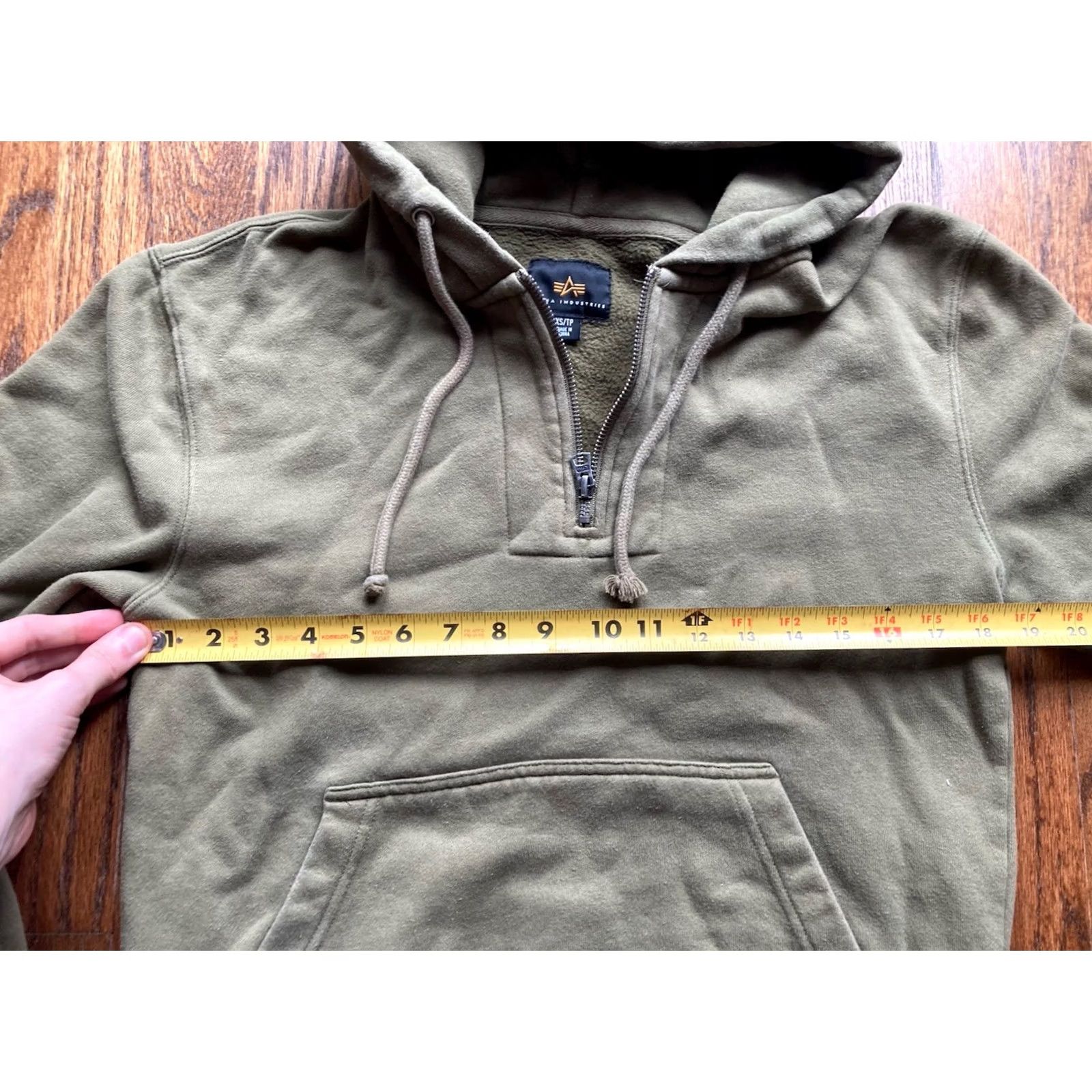 Alpha Industries Alpha Industries Hoodie Mens XS Olive 1/4 Zip Cotton Blend Military Logo Solid Long Sleeve Zip Hooded Pockets All Seasons Army USA Reg Mens Size US XS / EU 42 / 0 - 5 Thumbnail