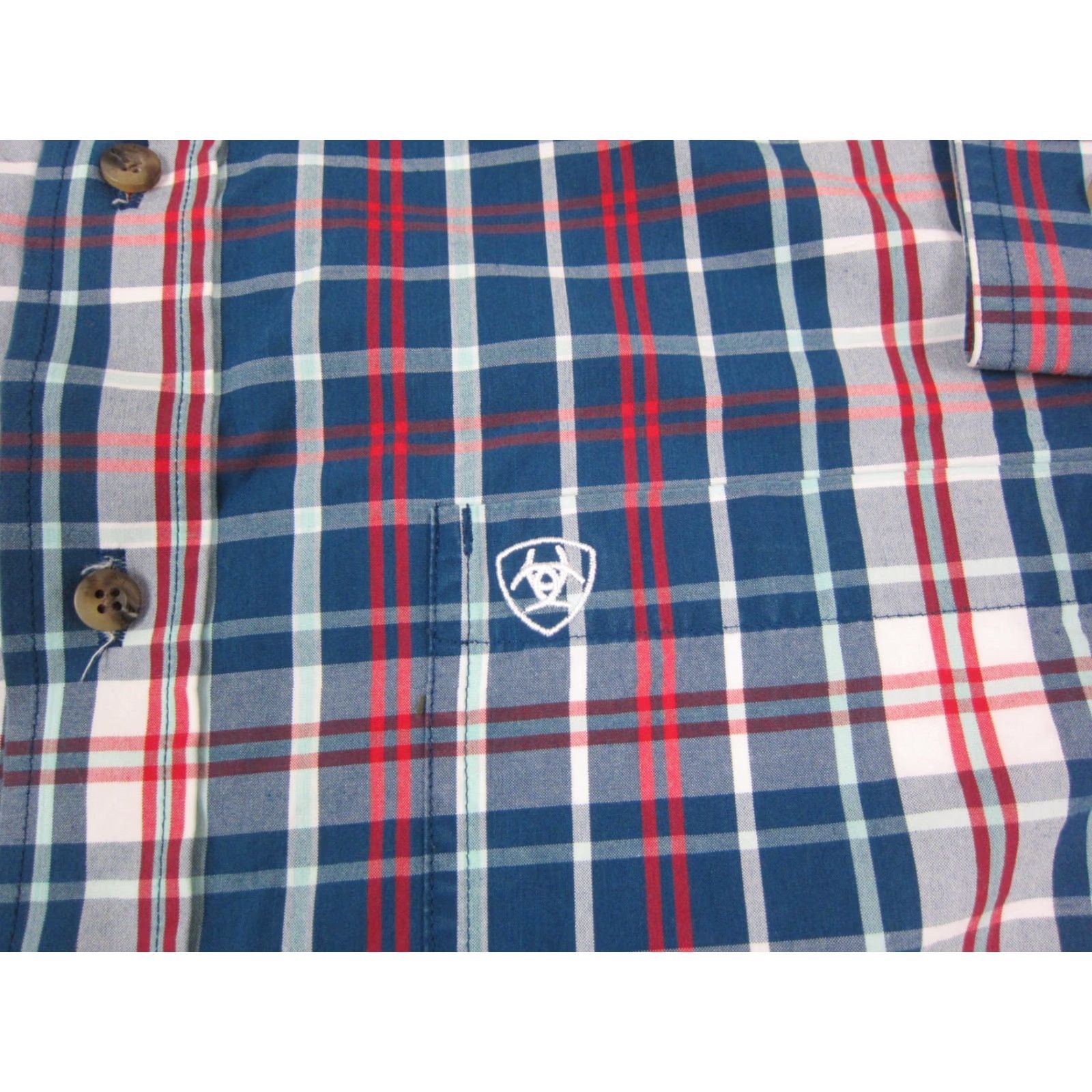 Ariat Ariat Shirt Mens M Plaid Button-Down Western Cowboy 90s Blue Cotton Polyester Regular Long Sleeve Size US M / EU 48-50 / 2 - 3 Thumbnail