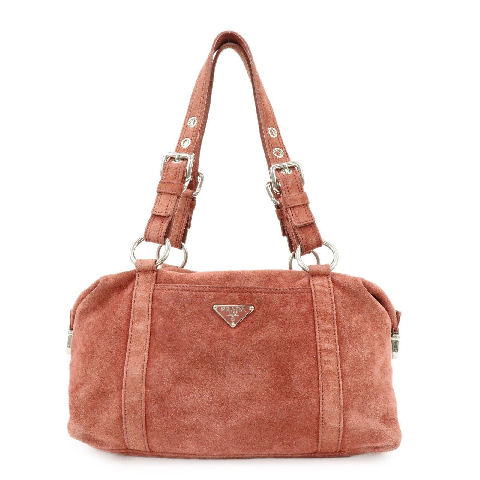 Prada Prada Boston Suede Shoulder Bag Pink Size ONE SIZE - 1 Thumbnail