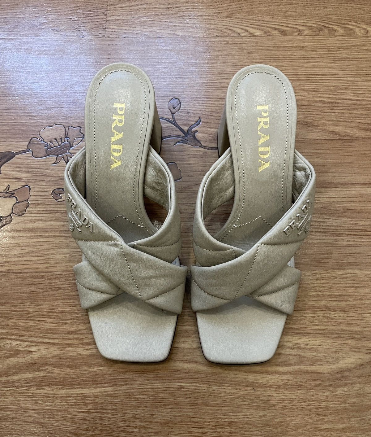 Prada Prada Beige Block Heels Size US 6 / IT 36 - 2 Thumbnail