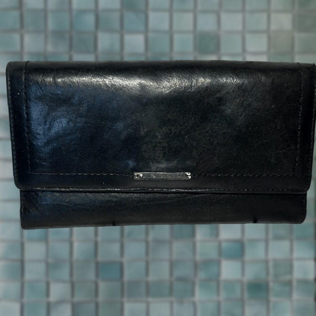 Fossil FOSSIL Leather Bifold Wallet Snap Closure Women Small Black Multicolor Exterior Leather Exterior Color Wallet Style, W 7” H 4” Size ONE SIZE - 1 Thumbnail