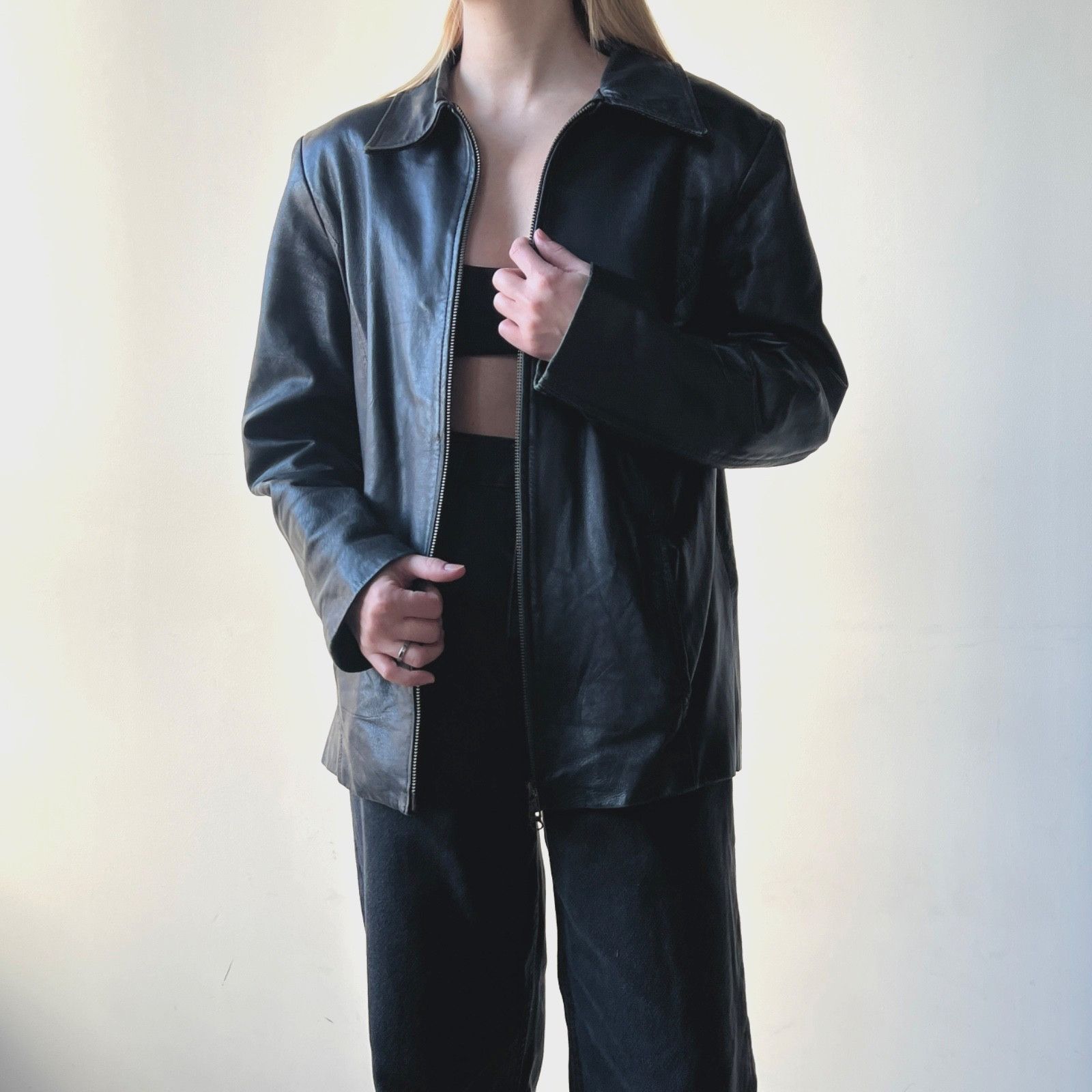 Genuine Leather Vintage French European Leather Minimalist Jacket 9908AC Size L / US 10 / IT 46 - 1 Thumbnail