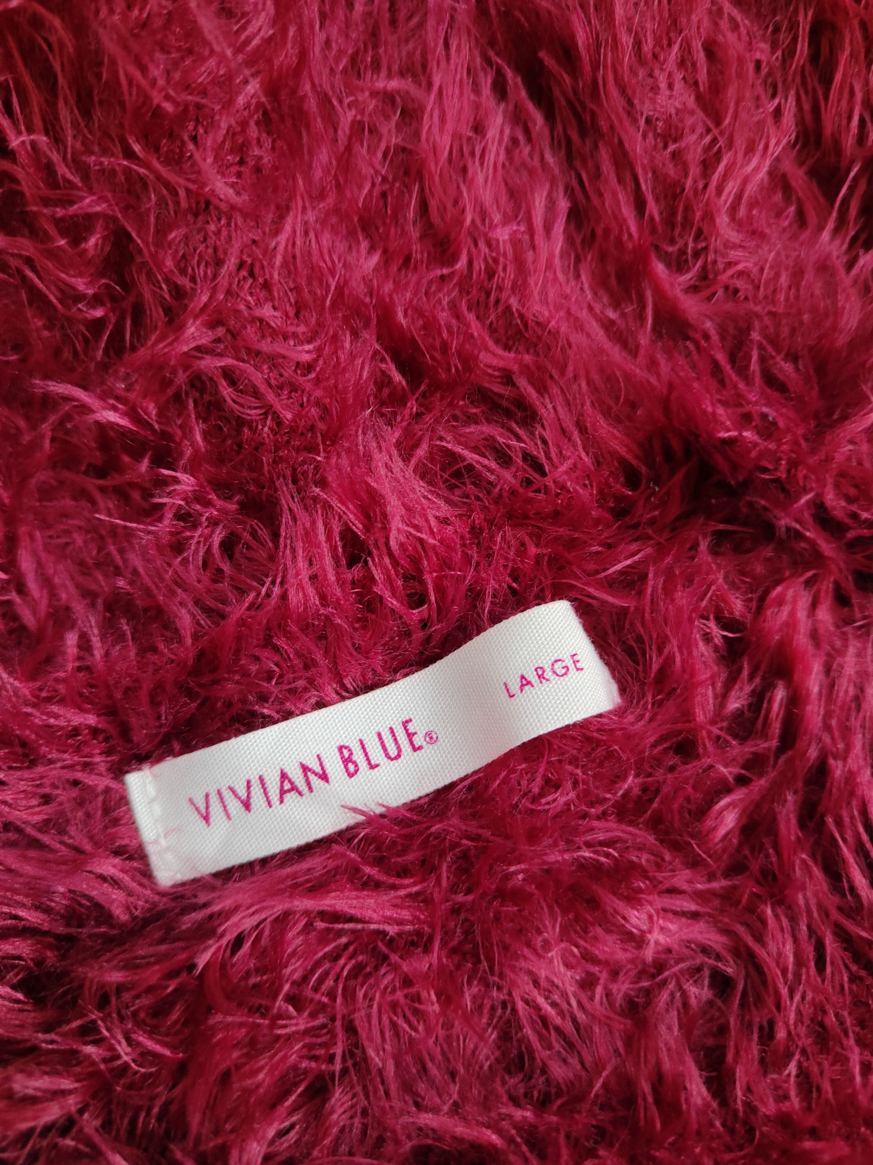 Aran Isles Knitwear Vivian Blue Maroon Shag Shaggy Fur Mohair Knitwear #S2086 Size US M / EU 48-50 / 2 - 12 Thumbnail
