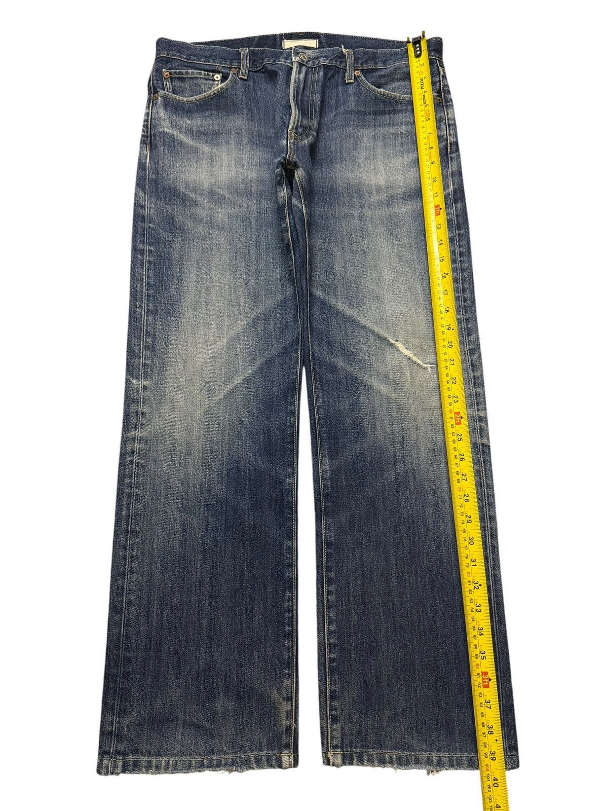 Uniqlo Vintage Y2K Japanese Uniqlo Blue Faded Wash Distress Loose Size US 34 / EU 50 - 9 Thumbnail