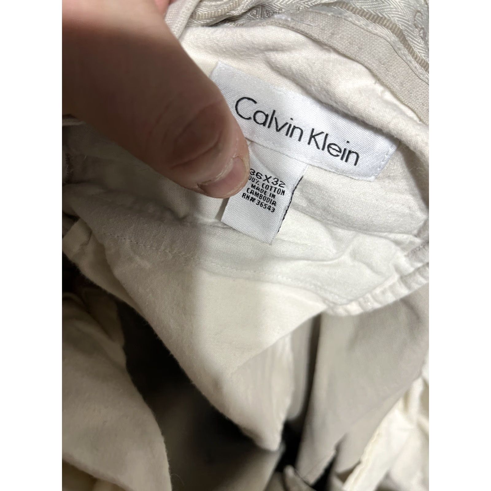 Calvin Klein Calvin Klein 36c32 Straight 4-Pocket Flat Front Chino Pants Men Beige Relaxed Size US 36 / EU 52 - 5 Thumbnail
