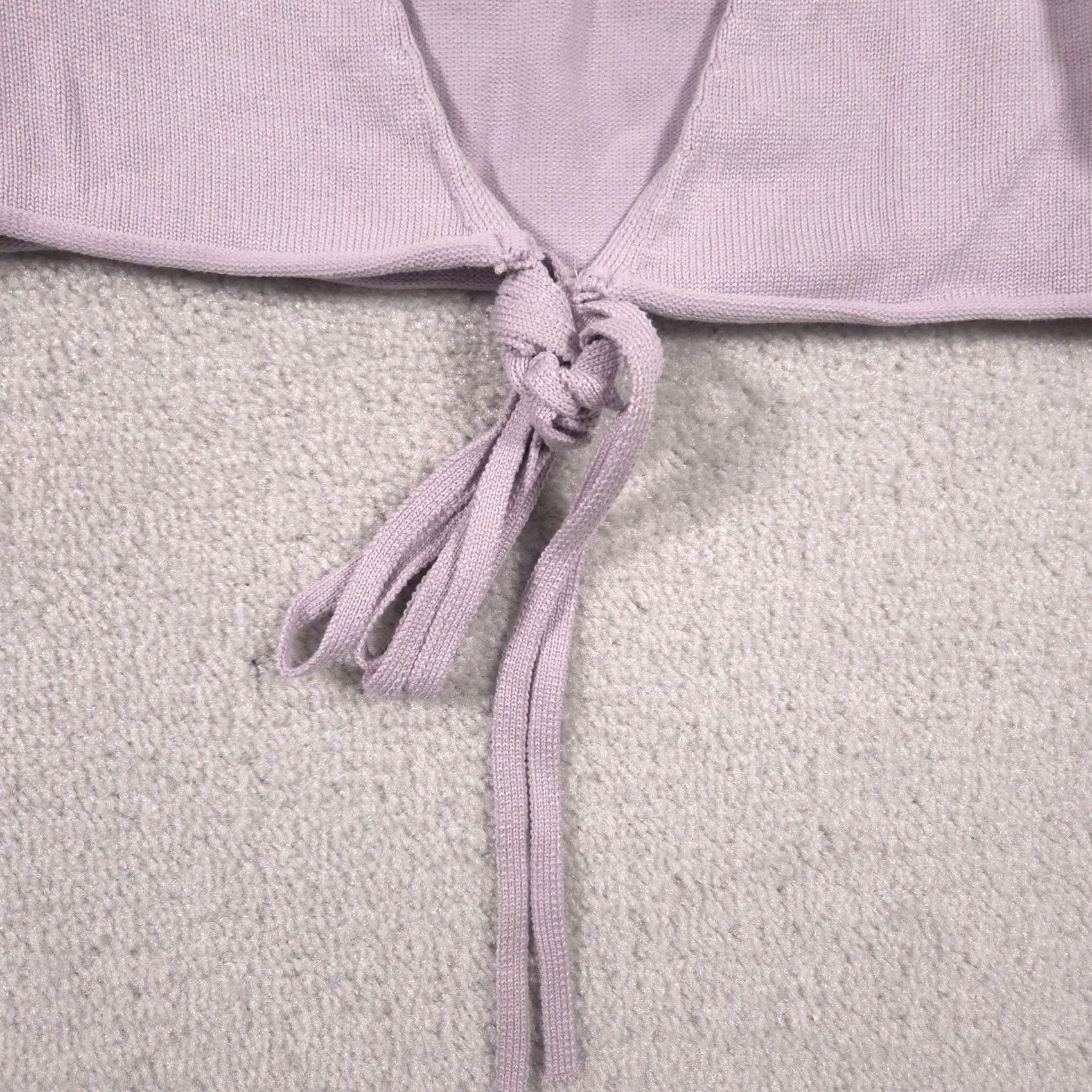 Zara VINTAGE Zara Cardigan Sweater Womens Small Purple Tie Front Cropped Lightweight Top Size S / US 4 / IT 40 - 4 Thumbnail