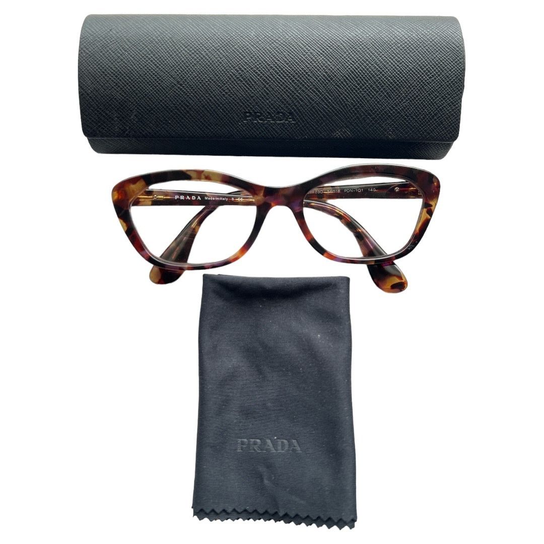 Prada PRADA VPR 03Q PDN 101 Tortoise Brown Purple Eyeglass Frames Size ONE SIZE - 9 Thumbnail