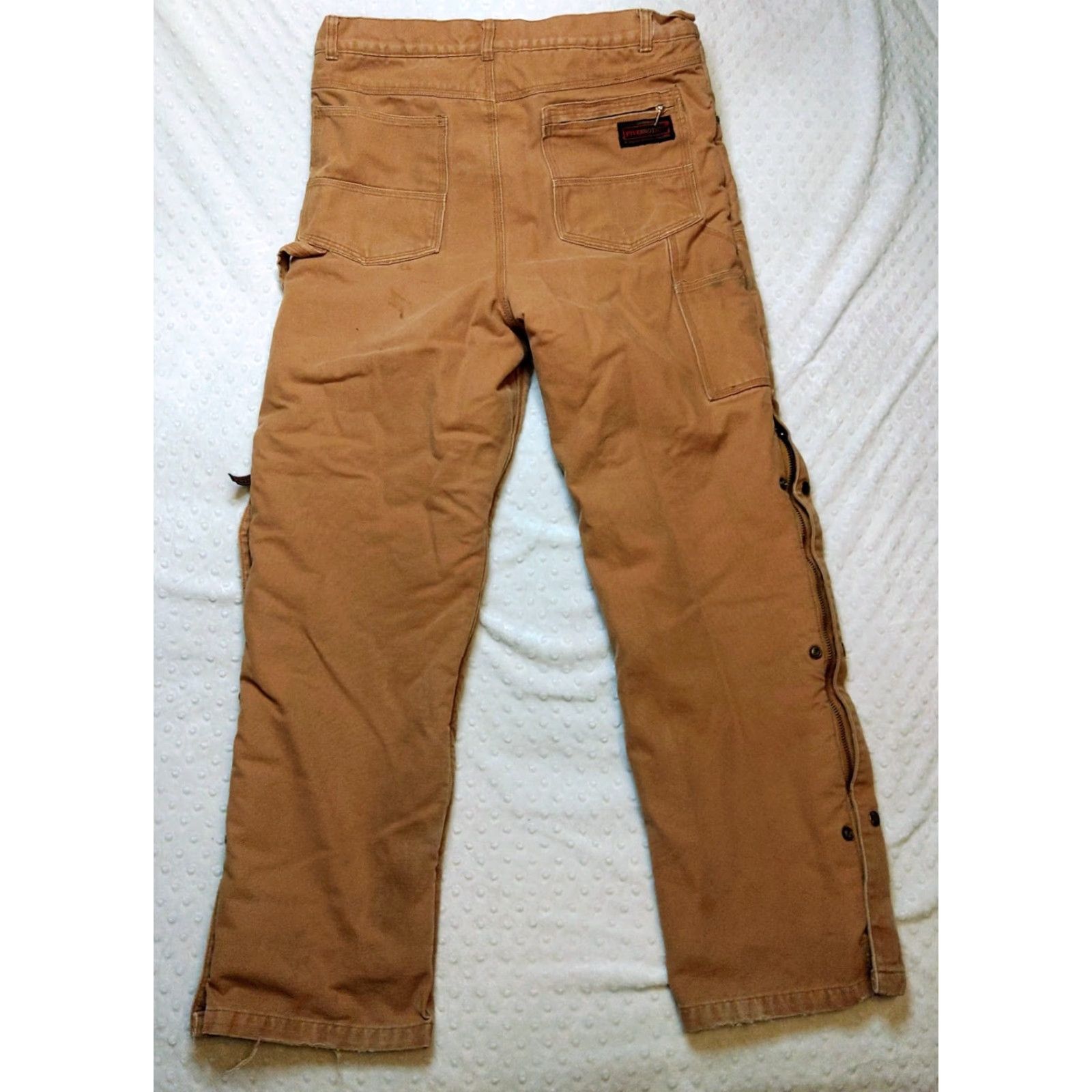Doublet Five Brother Pants Mens 36 X 32 Brown Sherpa Lined Double Knee Insulated Work Carpenter Cement/Canvas Straight 5-Pocket Cargo Zip Snap Mens Size US 36 / EU 52 - 7 Thumbnail