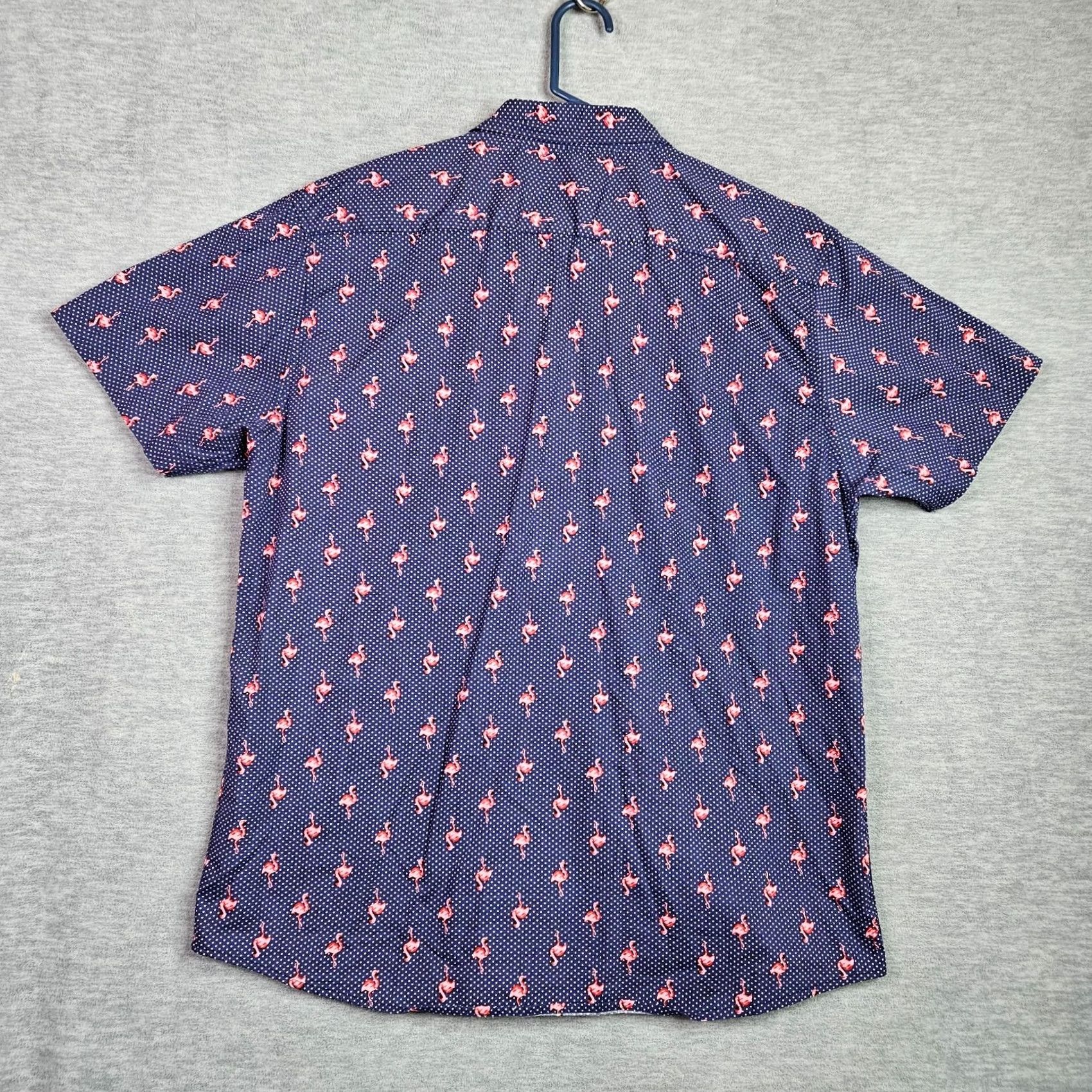 CO Molokai Surf Co Flamingo Shirt XL Blue Short Sleeve Button Up Tropical Print Shirt Men Regular Fit Size US XL / EU 56 / 4 - 2 Thumbnail