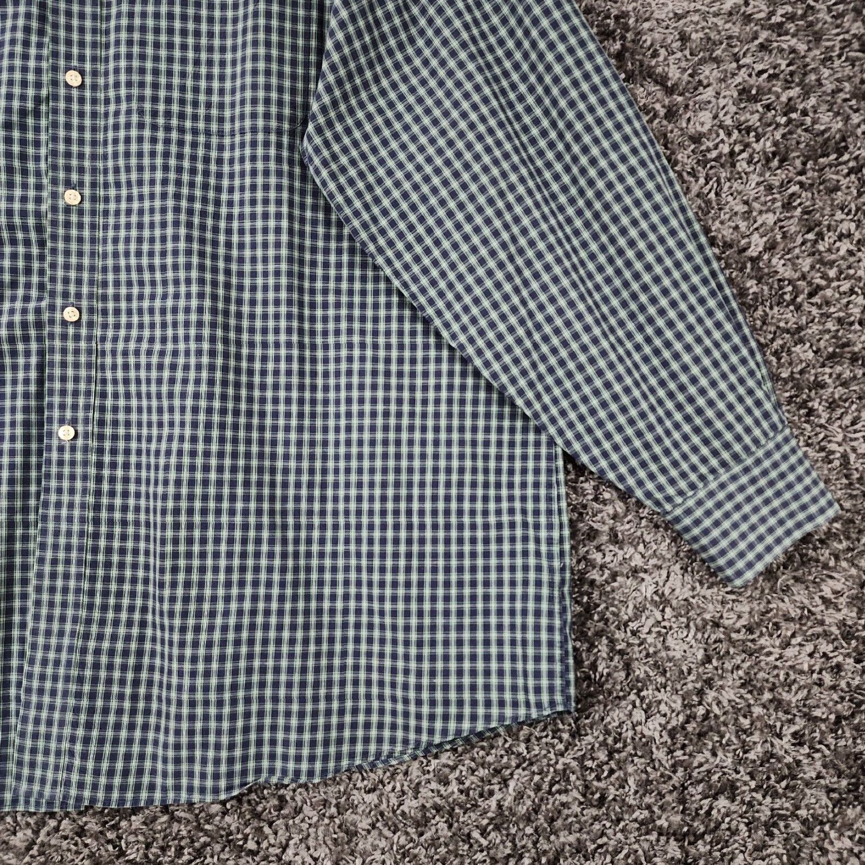 Tommy Hilfiger TOMMY HILFIGER Men's Plaid Button-Up Dress Shirt Long Sleeve 2XL Green Blue Size 48R - 2 Thumbnail