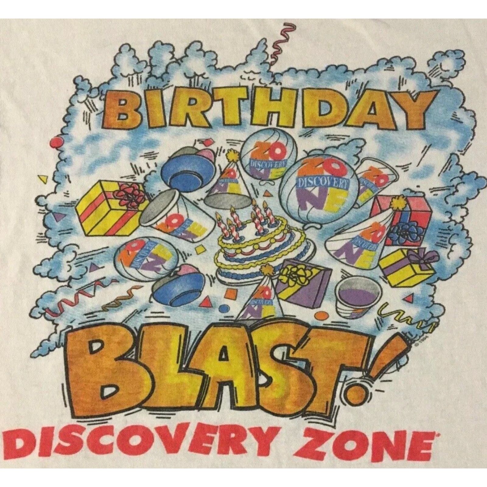 Vintage VINTAGE Discovery Zone Birthday Shirt XS White 90s 80s Distressed Grunge Cartoon Funny Single Stitch Men T-Shirt Short Sleeve Size XS - Adults Mens Size US XS / EU 42 / 0 - 3 Thumbnail