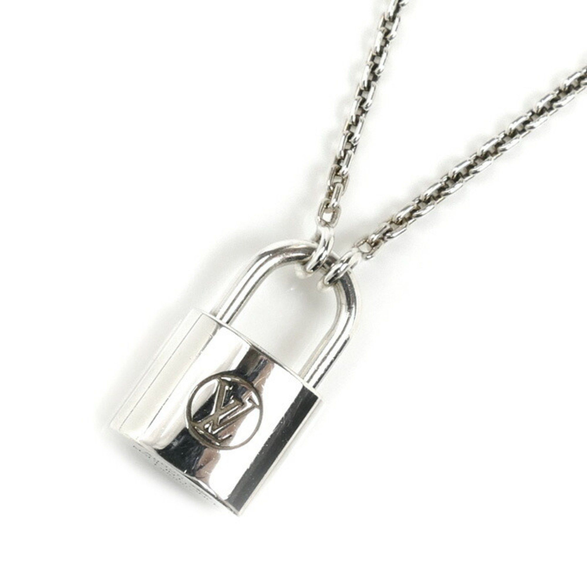 LOUIS VUITTON Sterling Silver Lockit Pendant Necklace Q93559,