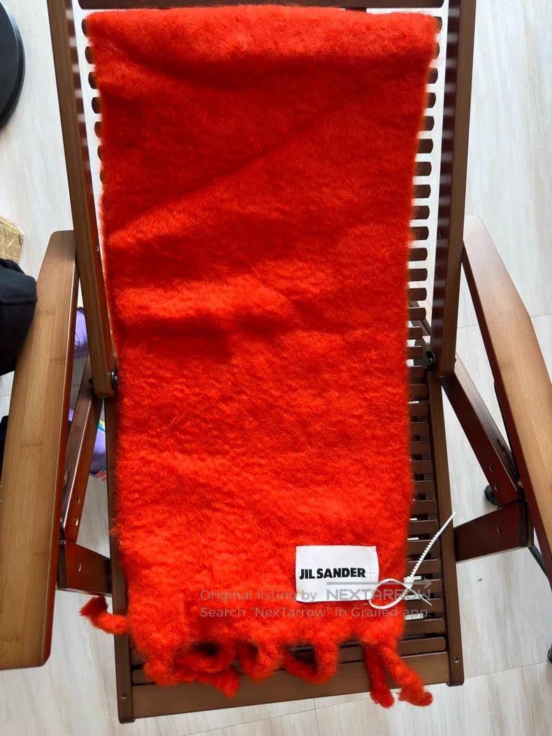 Jil Sander Jil Sander Fall fringed appliquéd mohair-blend scarf Size ONE SIZE - 5 Thumbnail