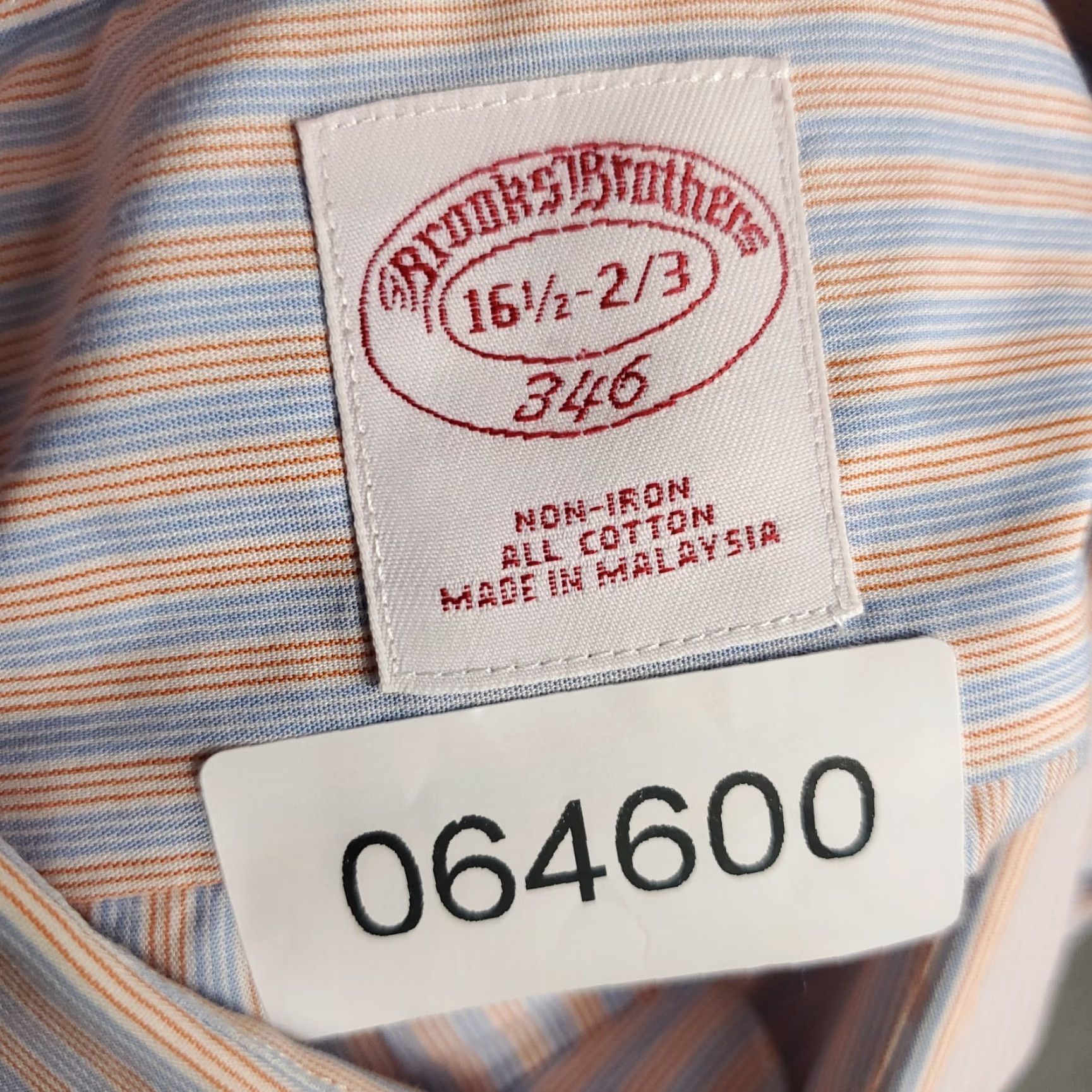 Brooks Brothers BROOKS BROTHERS Dress Shirt 16.5 Blue Orange Striped Long Sleeve Button-Up Non-Iron Mens Size 42R - 8 Thumbnail