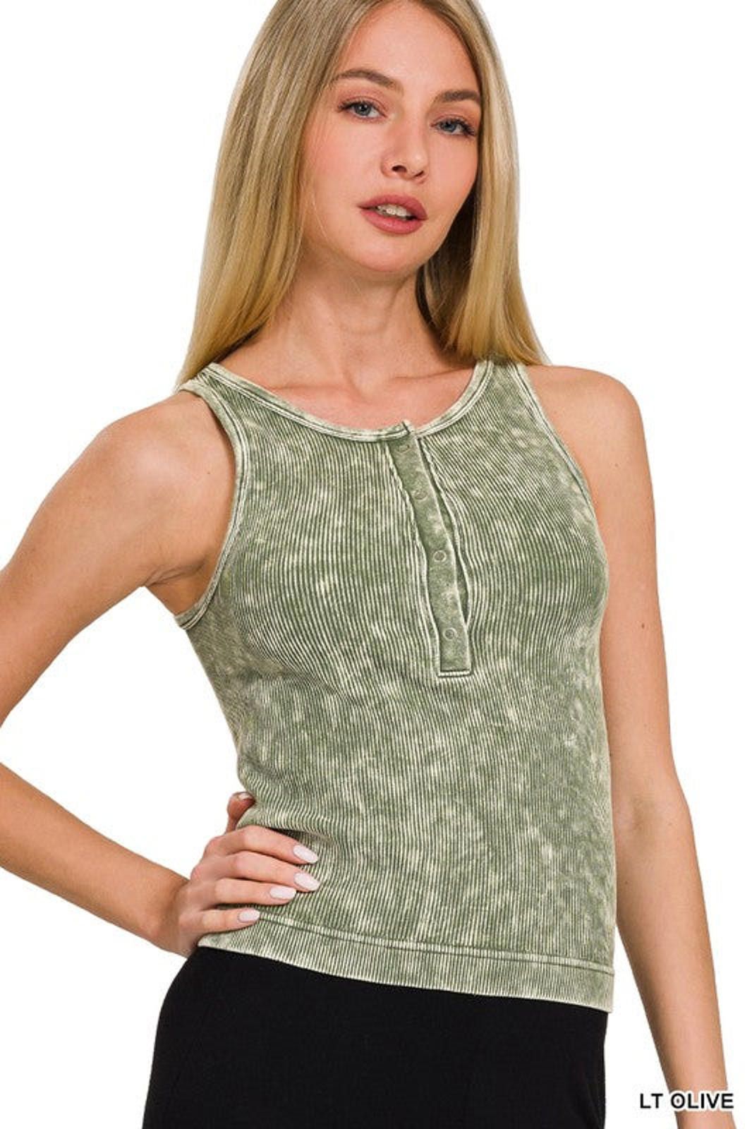 Other Washed Ribbed Seamless Button Up Tank Top Size S / US 4 / IT 40 - 11 Thumbnail