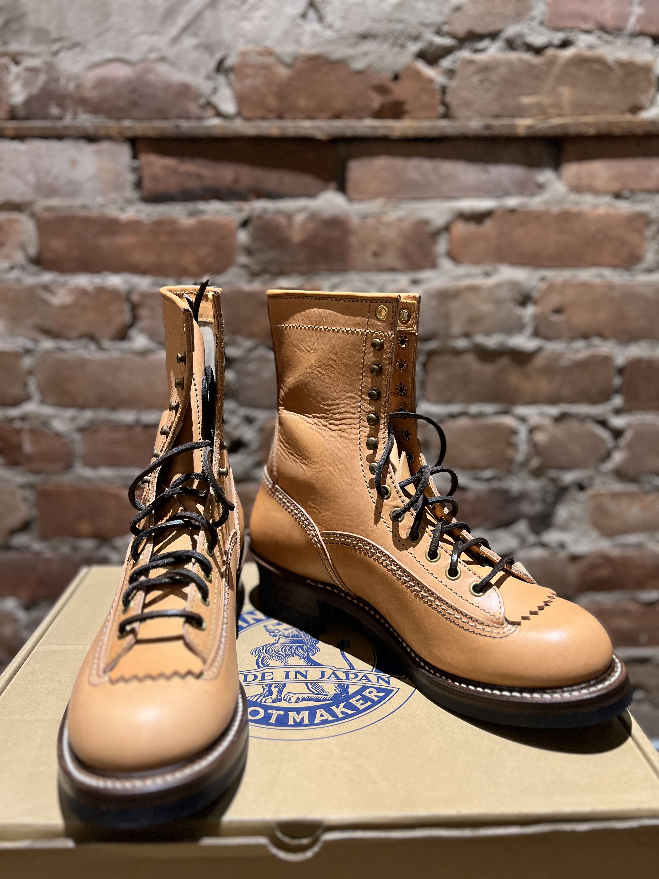 John Lofgren Donkey Puncher Boots 8" Badalassi Carlo Tanned Leather Bone Size US 8 / EU 41 - 4 Thumbnail