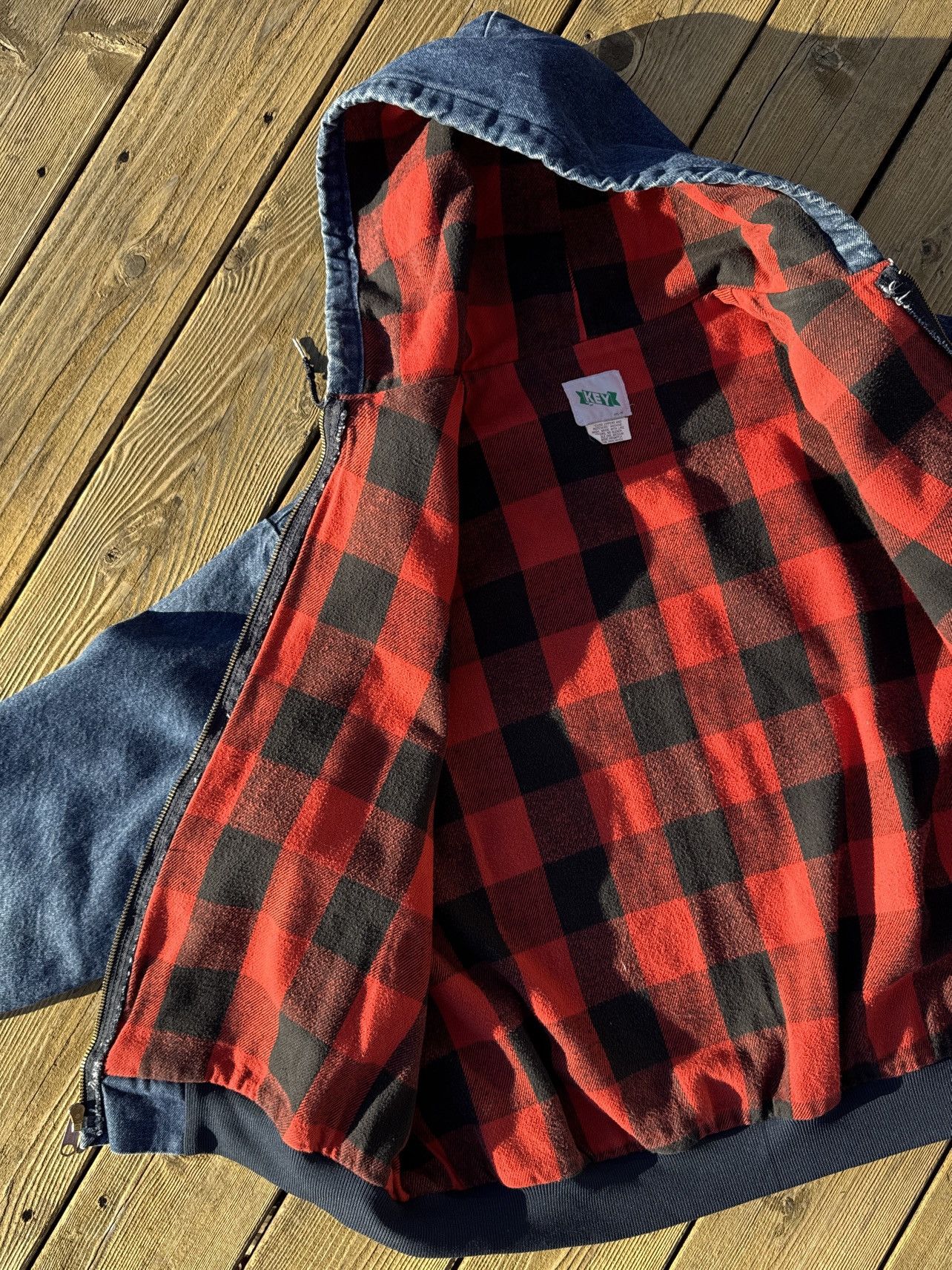Vintage Vintage KEY Denim Work Jacket 3XL Buffalo Plaid Lined 80s Size US XXL / EU 58 / 5 - 8 Thumbnail
