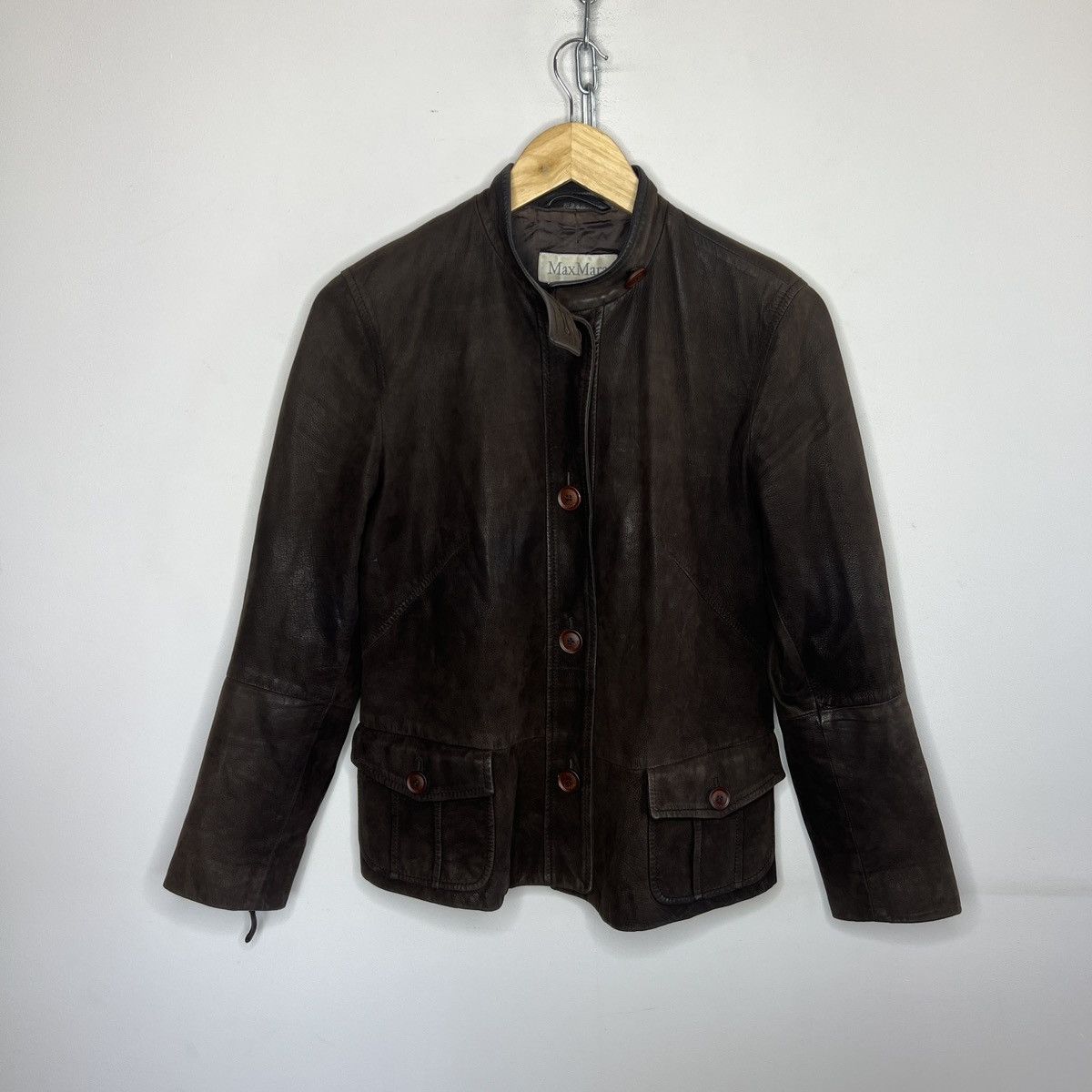 Max Mara Max Mara Blazer Leather Jacket Women Brown Size M Size M / US 6-8 / IT 42-44 - 1 Thumbnail