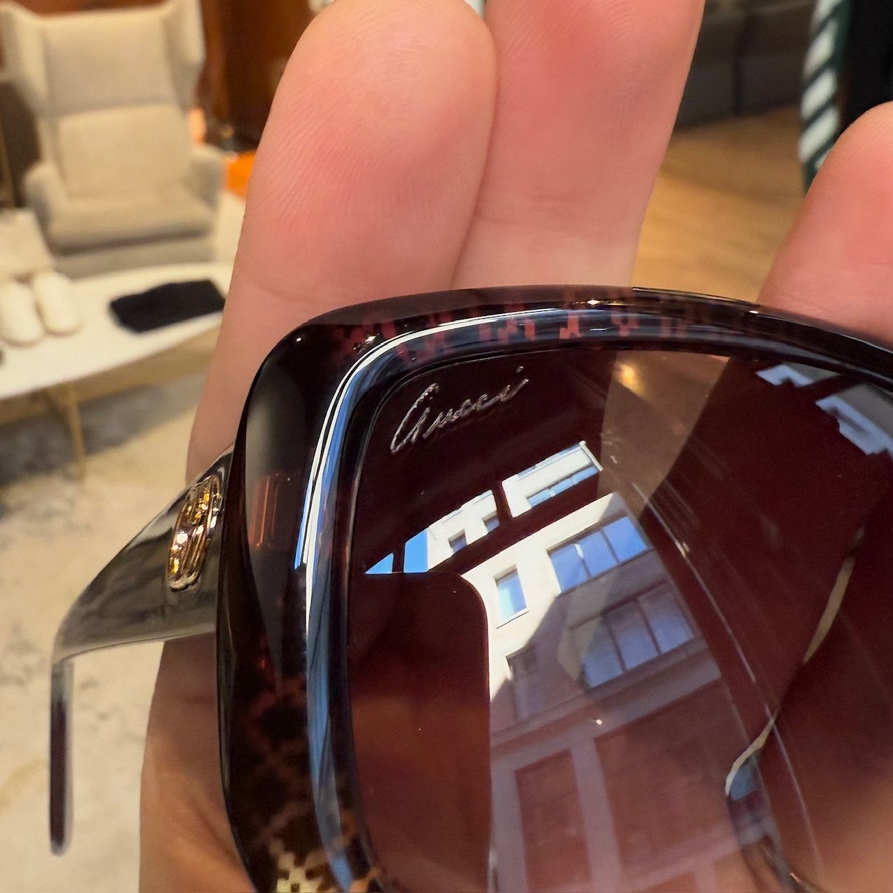 Gucci Gucci GG3575 Gradient Diamantissima Rectangular Sunglasses Size ONE SIZE - 8 Thumbnail