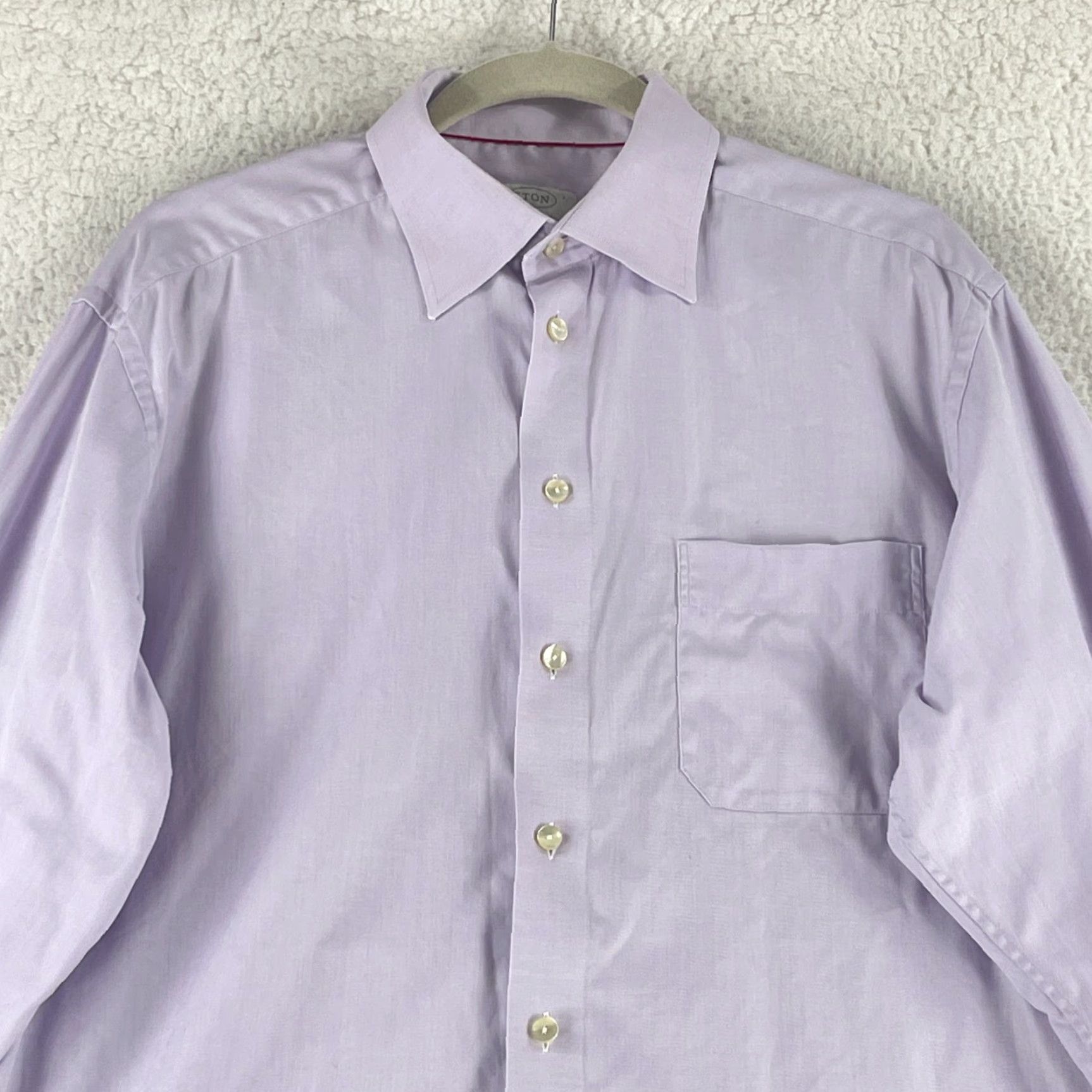 Eton Eton Purple Classic Fit Button-Up Dress Shirt Mens Long Sleeve 100% Cotton Size Large Size 42R - 3 Thumbnail