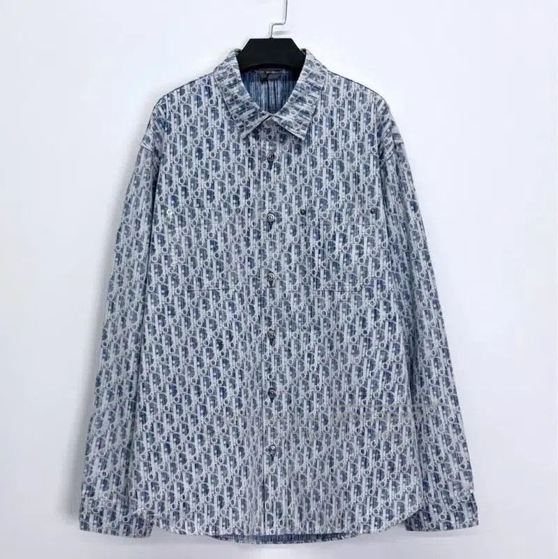 Dior Dior Men's Light Blue Patterned Shirt . Size US S / EU 44-46 / 1 - 1 Thumbnail