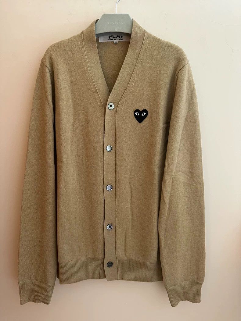 Comme Des Garcons Wool Cardigan Camel V-Neck Knit