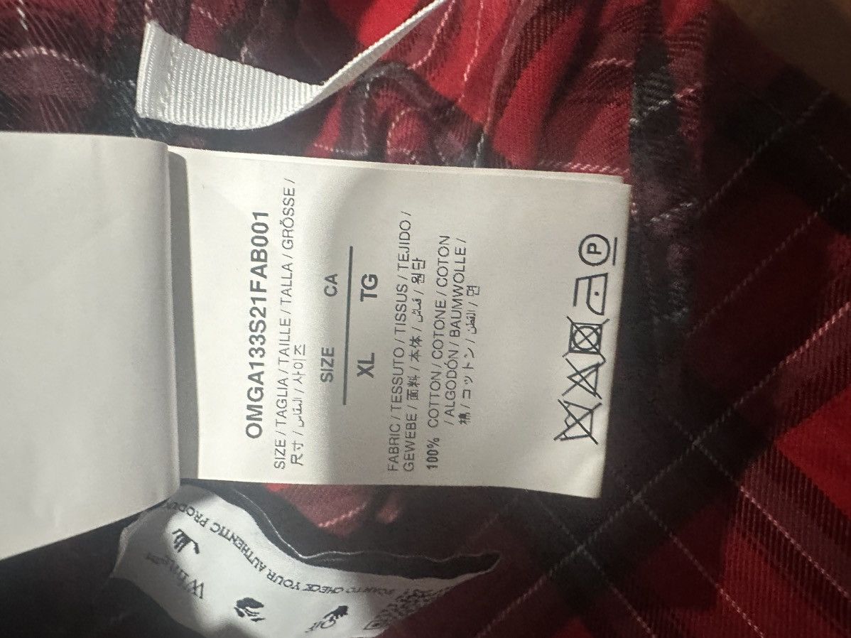 OFF-WHITE RED DIAG CHECKED FLANNEL SHIRT
