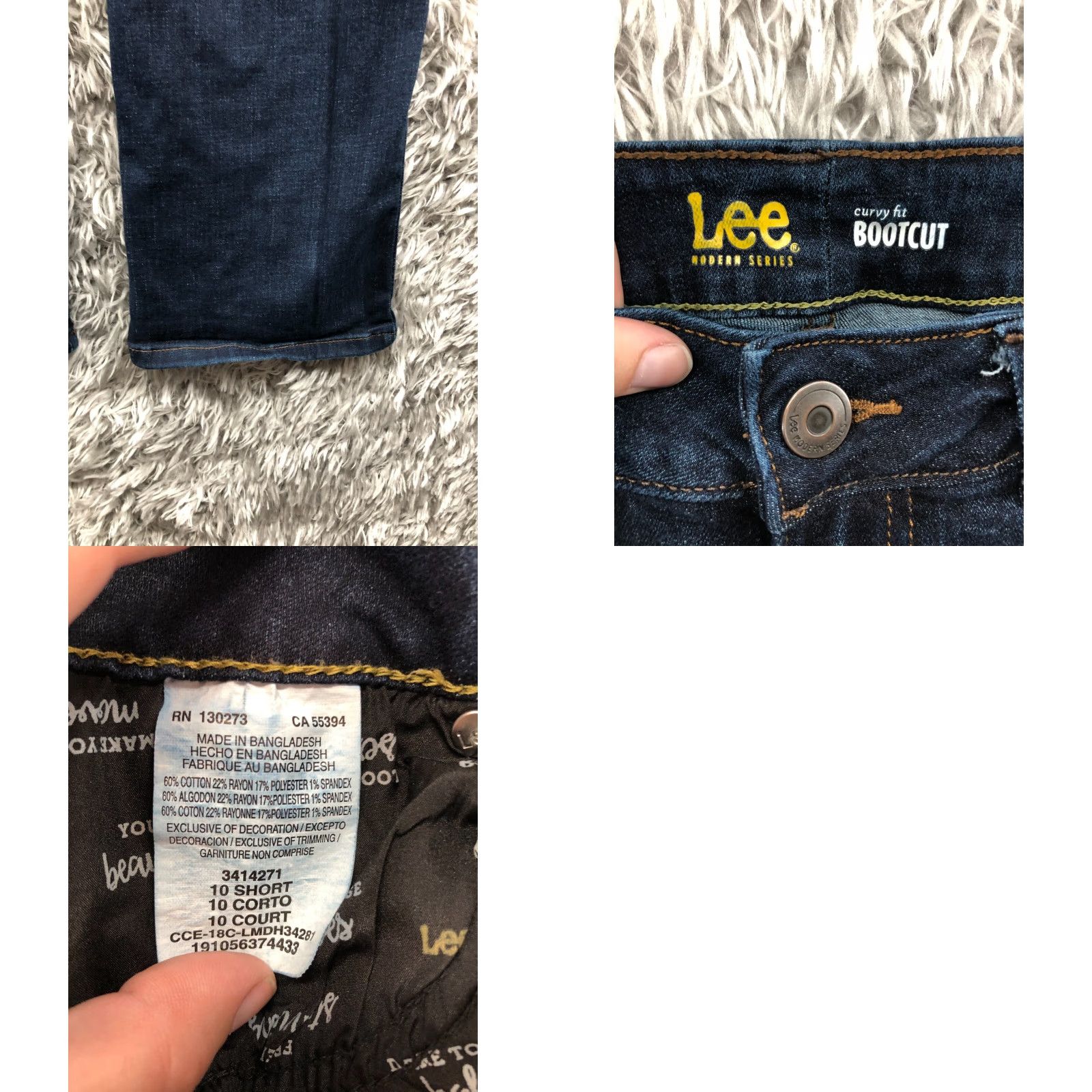 Lee Lee Modern Series Bootcut Jeans Womens 10S Mid Rise Dark Wash Blue Denim 5-Pocket Classic Size 32" / US 10 / IT 46 - 8 Thumbnail