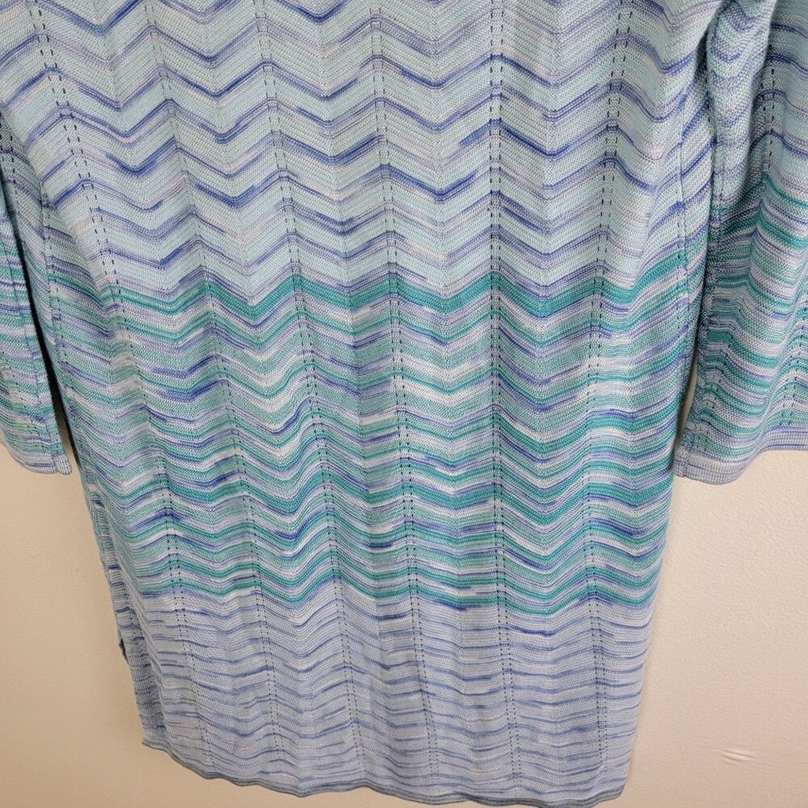 Chicos Chico's Womens Wavy Striped Open Cardigan Duster 3/4 Sleeve Size S / US 4 / IT 40 - 4 Thumbnail