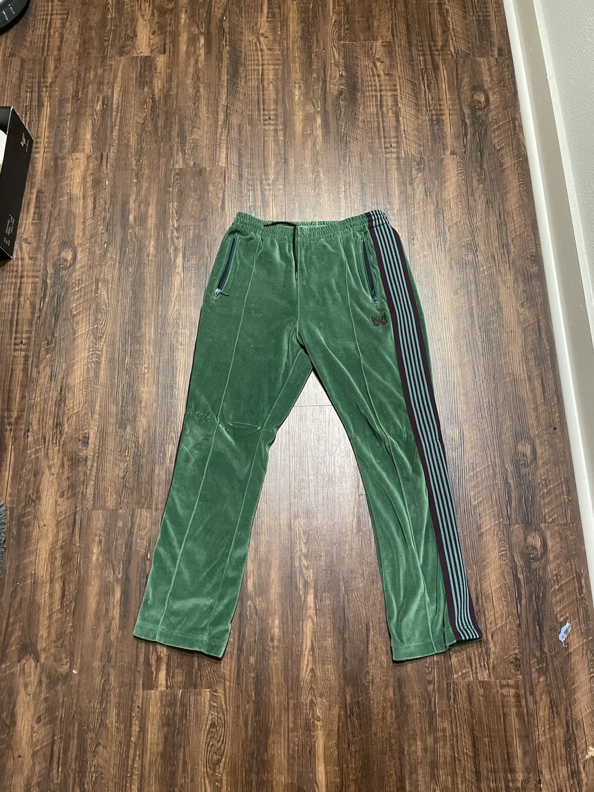 image of Needles Velour Track Pants Green, Men's (Size 30)