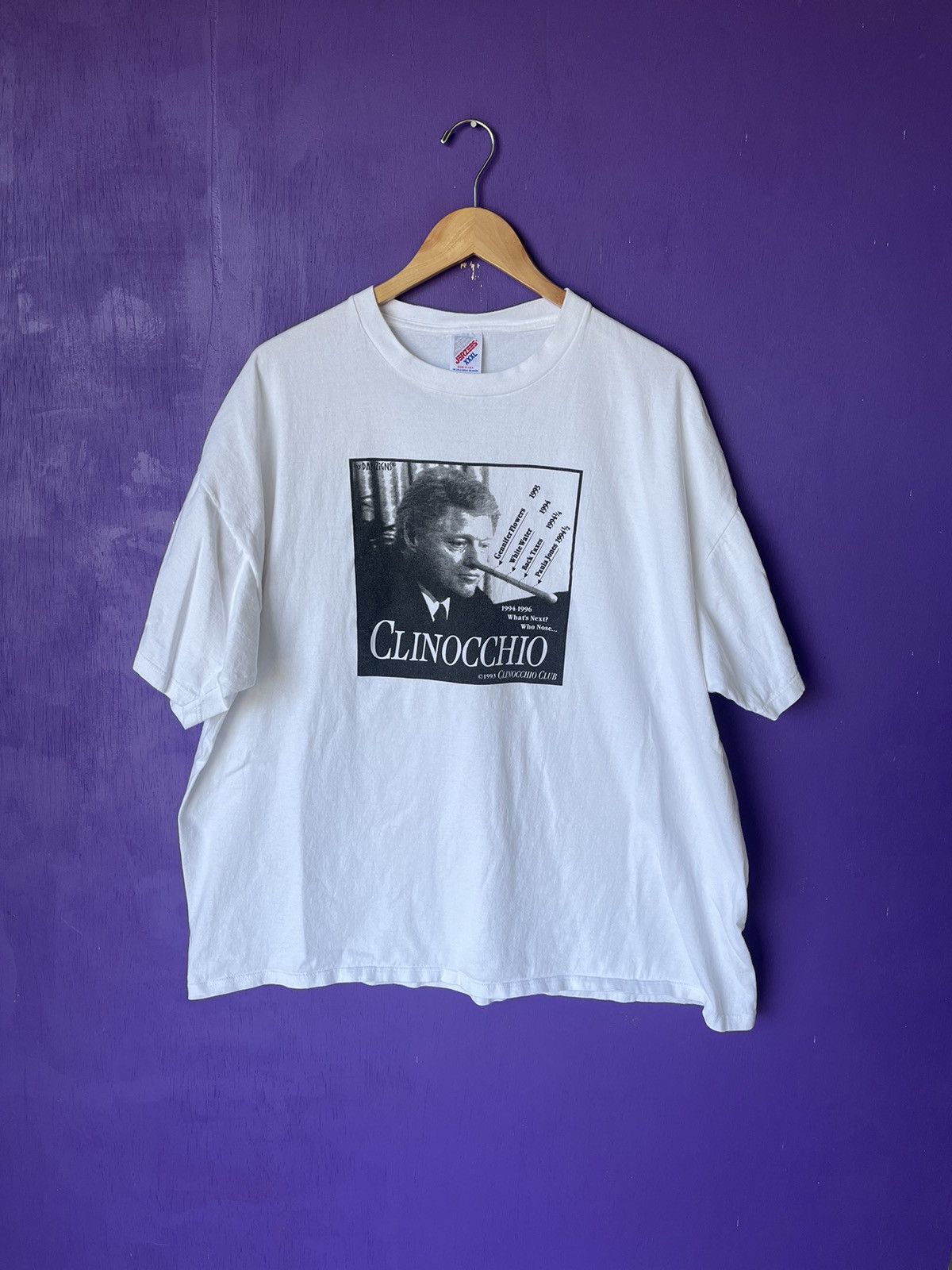 Vintage Vintage 90s Clinocchio funny presidential t-shirt Size US XXL / EU 58 / 5 - 1 Thumbnail
