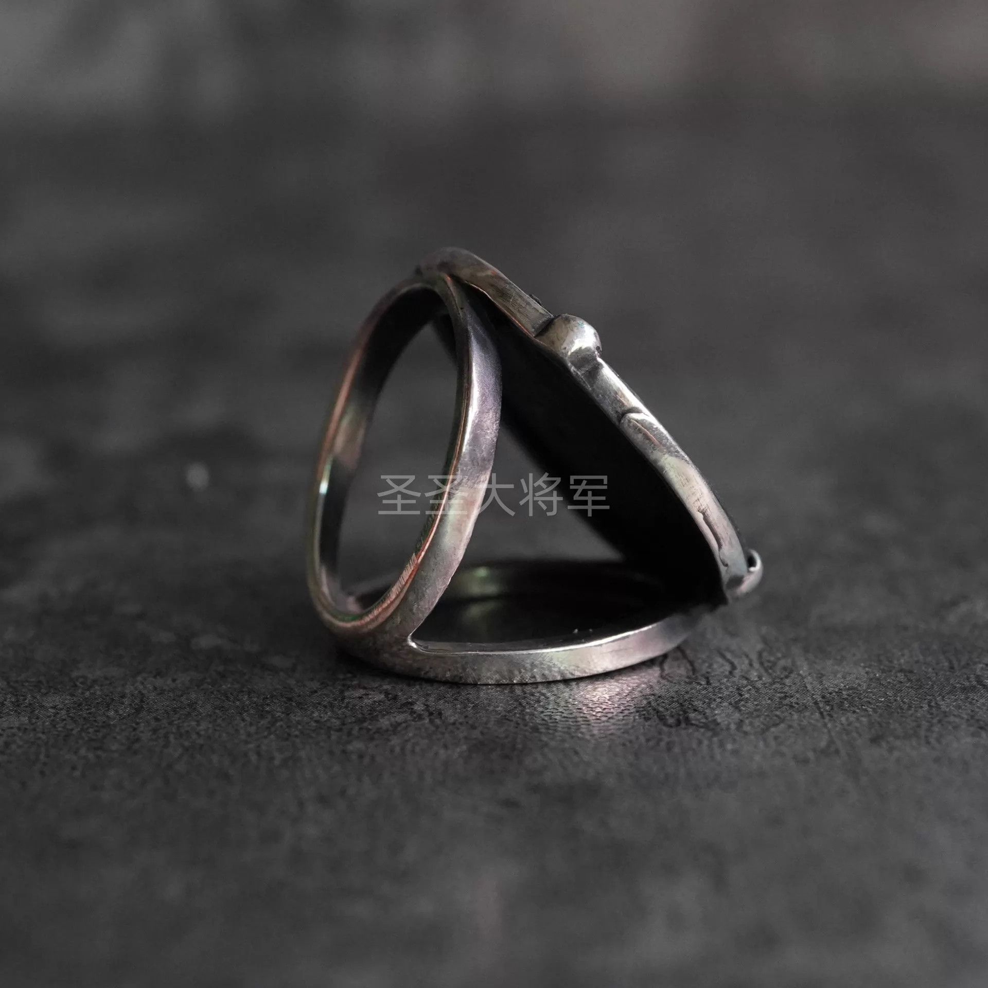 DETAJ Detaj Broken Eroded Dark Slvr Mirror Ring 12+14+20 Size ONE SIZE - 3 Thumbnail