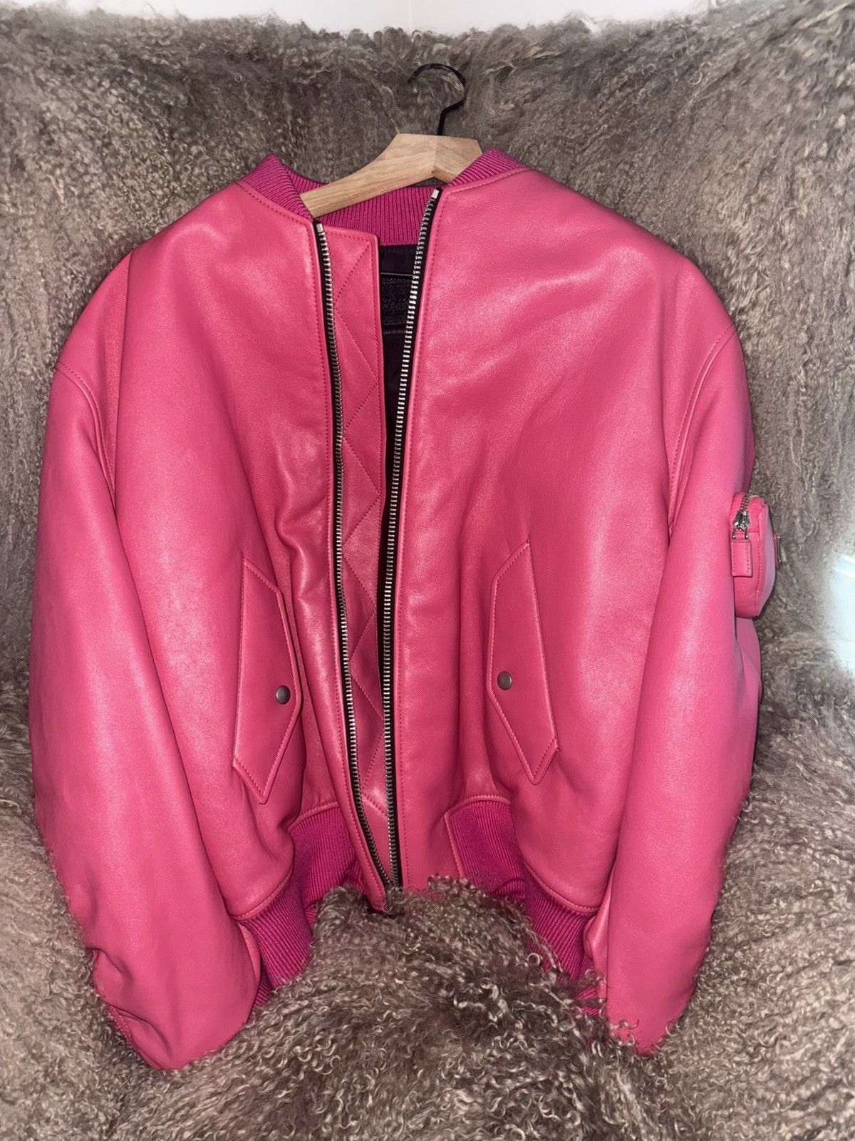 Prada Prada pink leather bomber Size US S / EU 44-46 / 1 - 5 Thumbnail