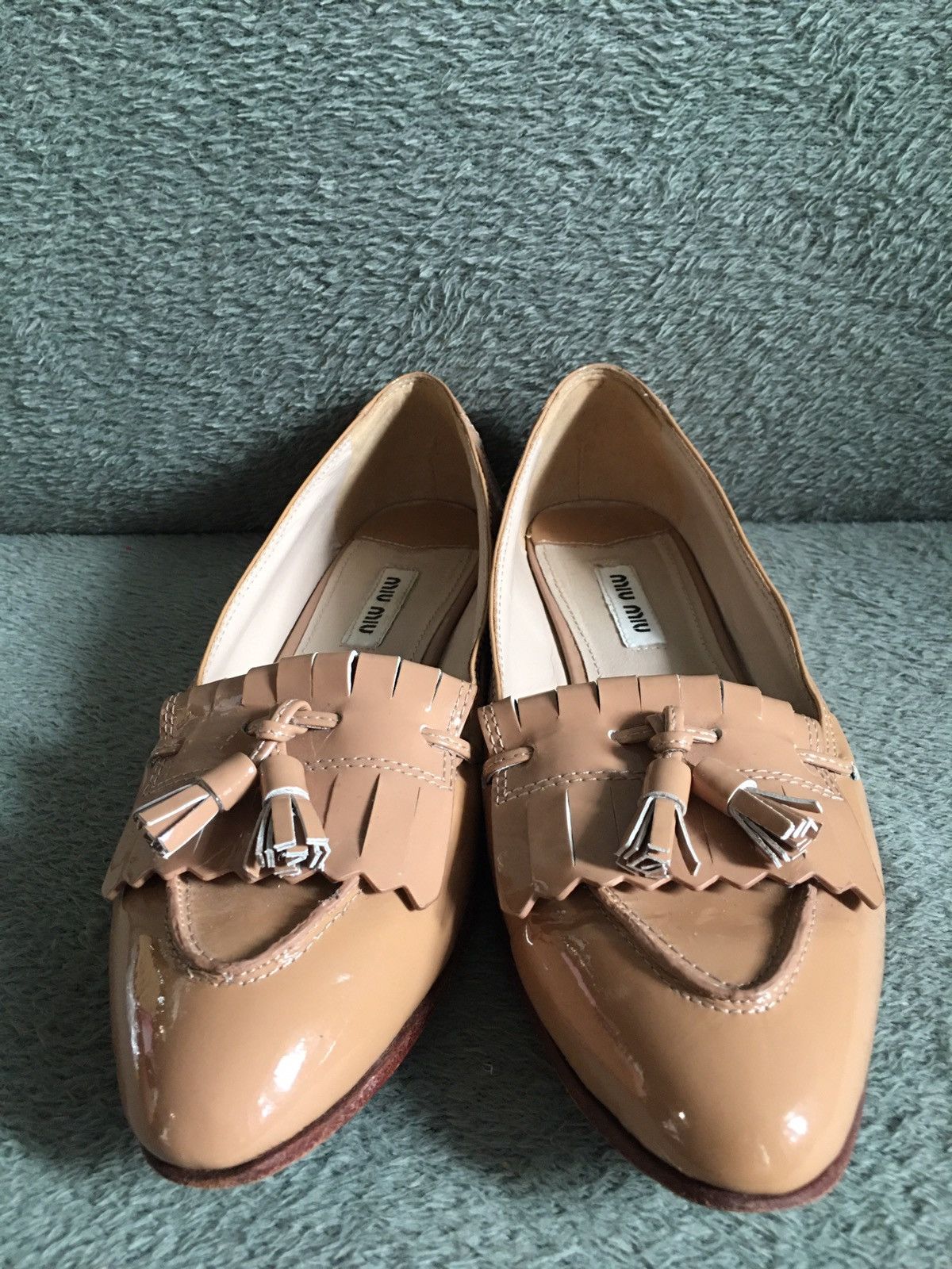 Miu Miu MIU MIU Patent Leather Beige Moccasins Loafers EU37 Size US 7 / IT 37 - 3 Thumbnail