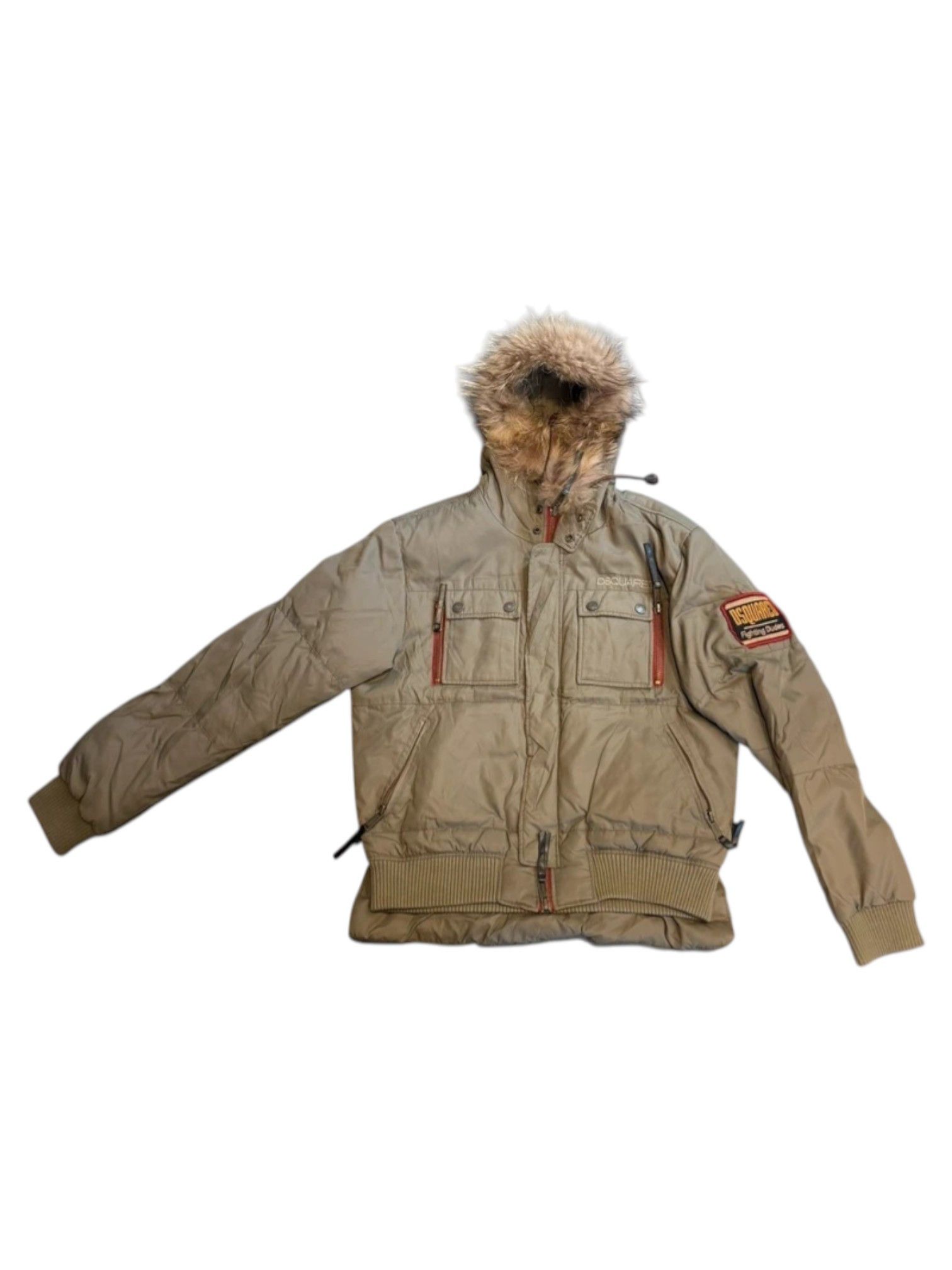 Dsquared2 DSQUARED² "Fighting Bros" Patch Bomber with Fur-Trimmed Hood Size US L / EU 52-54 / 3 - 8 Thumbnail