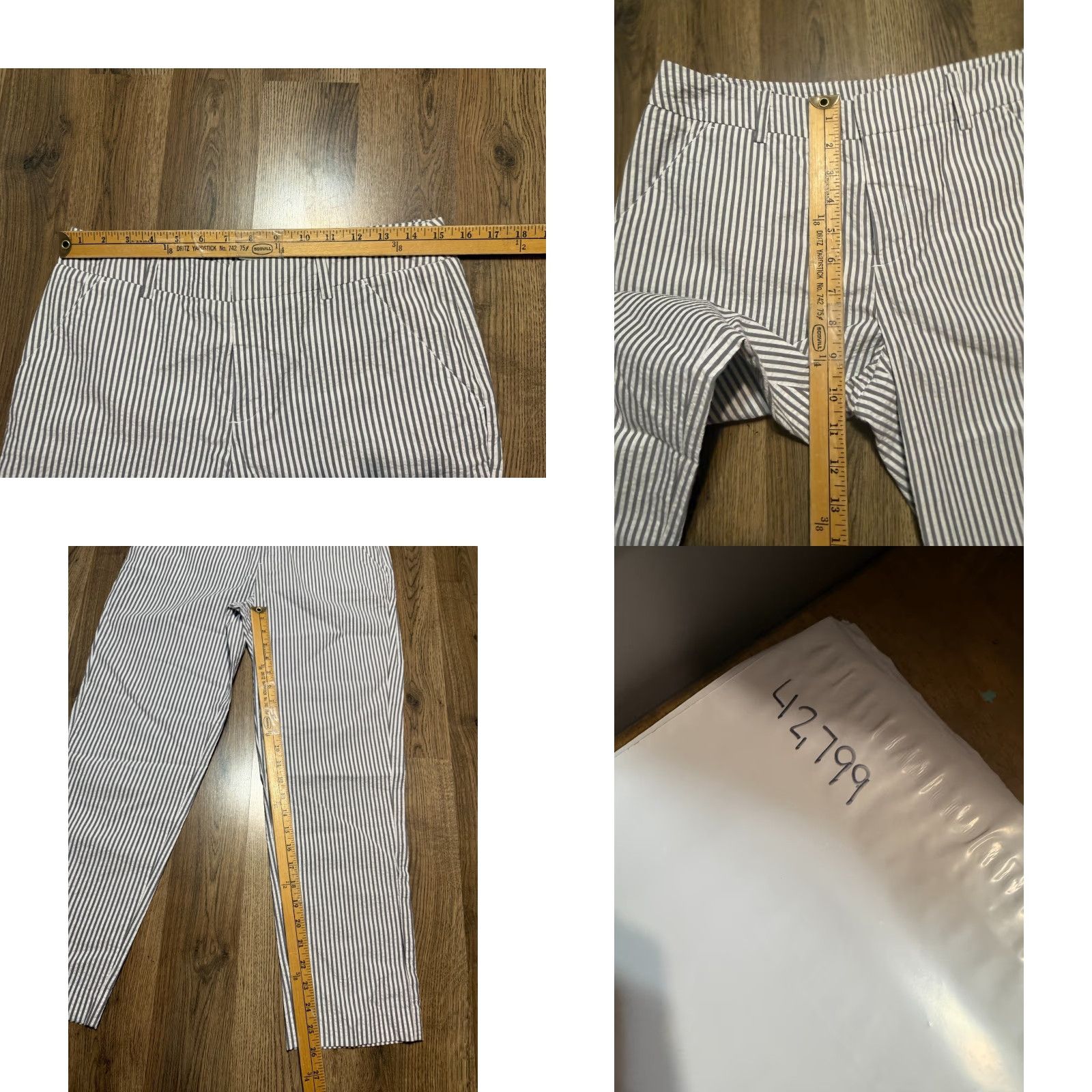 Merona Merona Pants Women's 8 Grey White Striped Flat Front Classic Pants Women Size 30" / US 8 / IT 44 - 8 Thumbnail