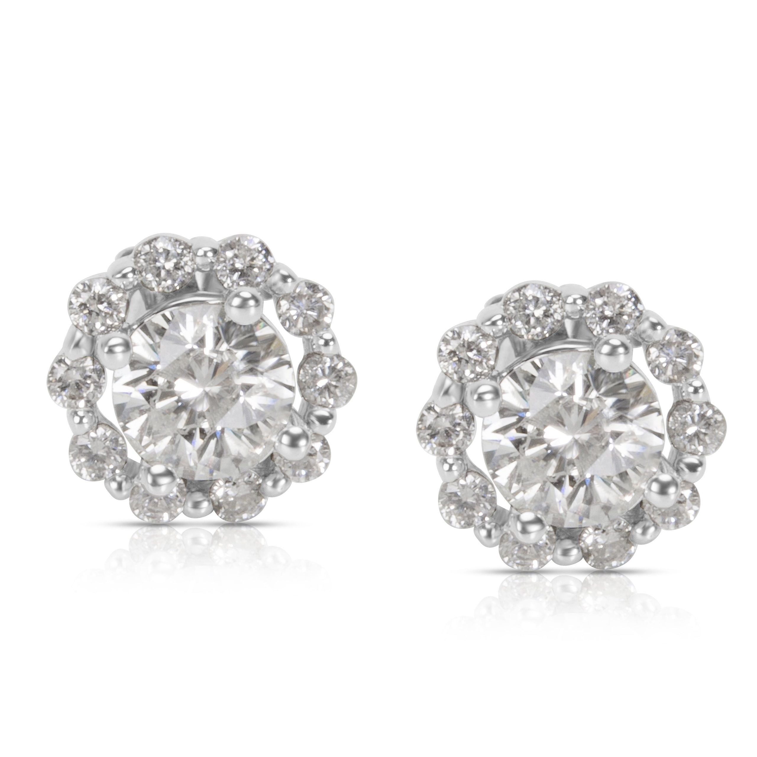 image of Diamond Flower Earrings In 14K White Gold (1.20 Cts), Women's