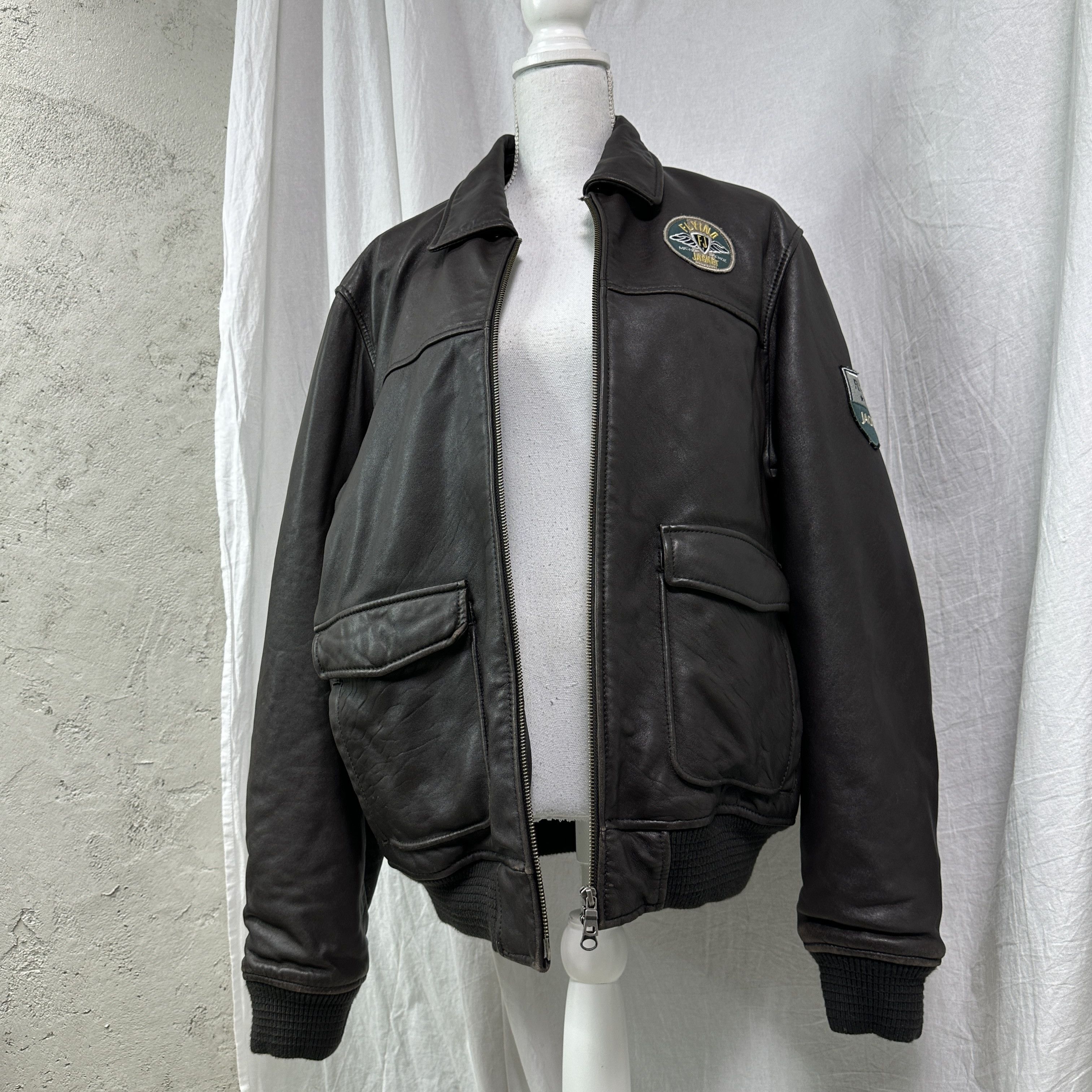Vintage Vintage Leather Biker Moto Pilot Bomber Jacket 00s Size US L / EU 52-54 / 3 - 5 Thumbnail