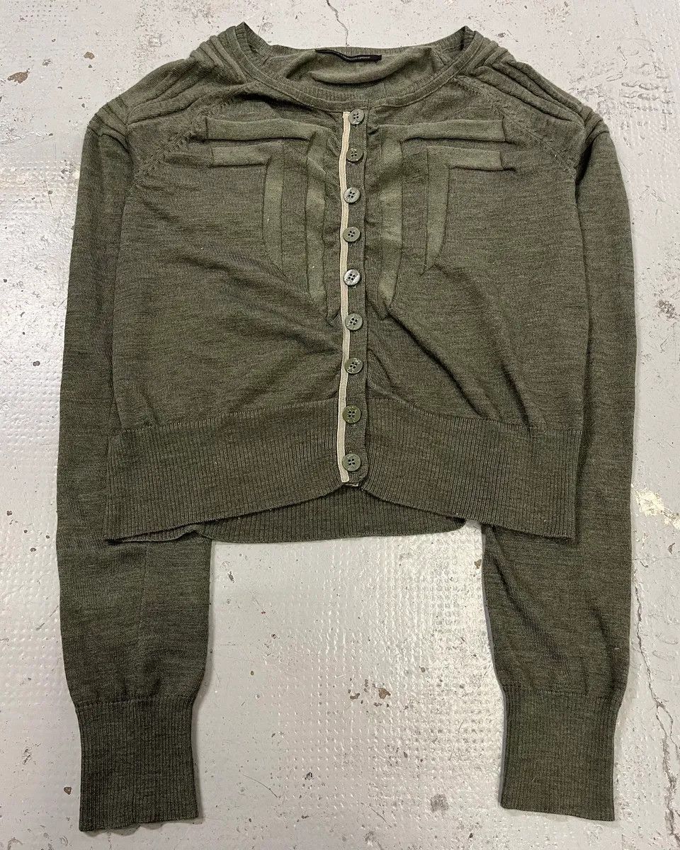 Marithe + Francois Girbaud 2000s Marithé + François Girbaud Olive Green Cardigan Size M / US 6-8 / IT 42-44 - 3 Thumbnail